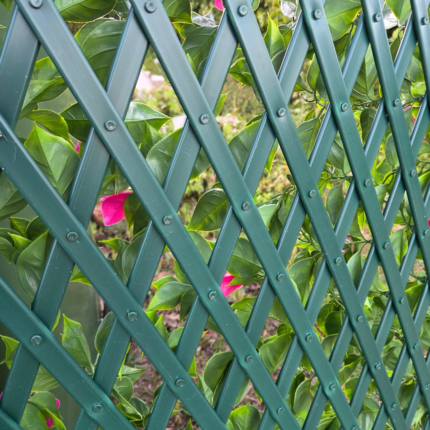 Expanding PVC Trellis Fence & Artificial Pink Bougainvillea
