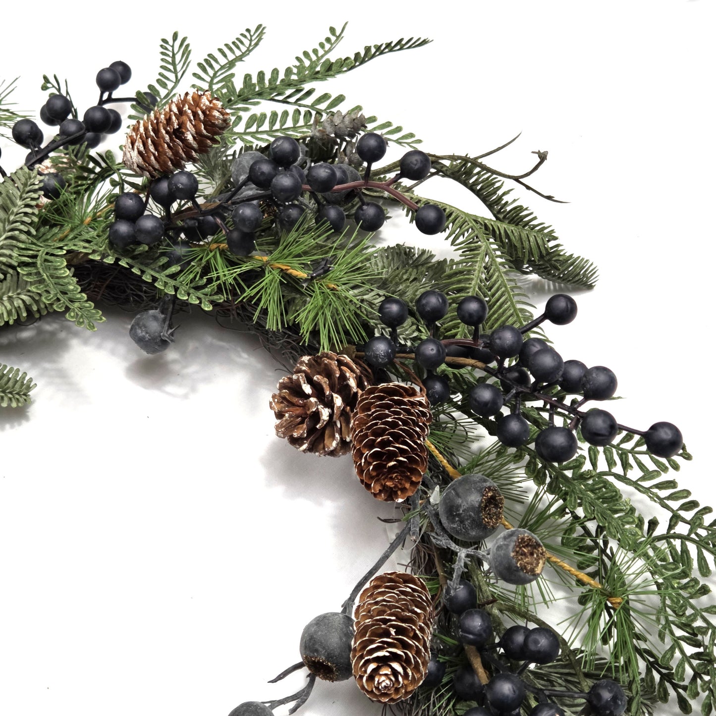 55cm Christmas Winter Wreath - Fir and Blue Berries