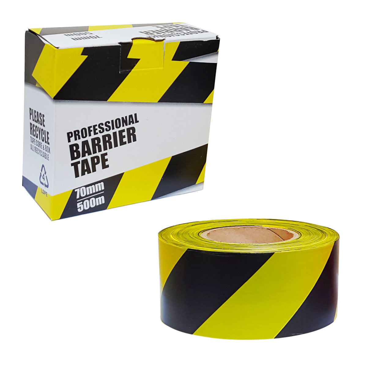 Professional Barrier Tape Yellow & Black - 70mm x 500m
