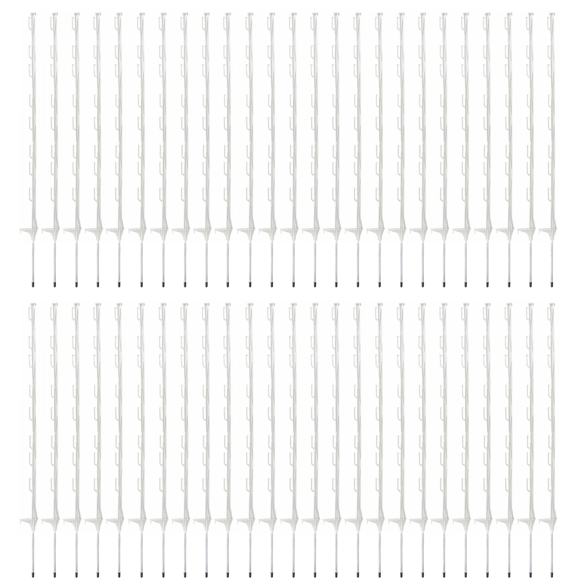 White Plastic Electric Fence Posts - 50 Pack