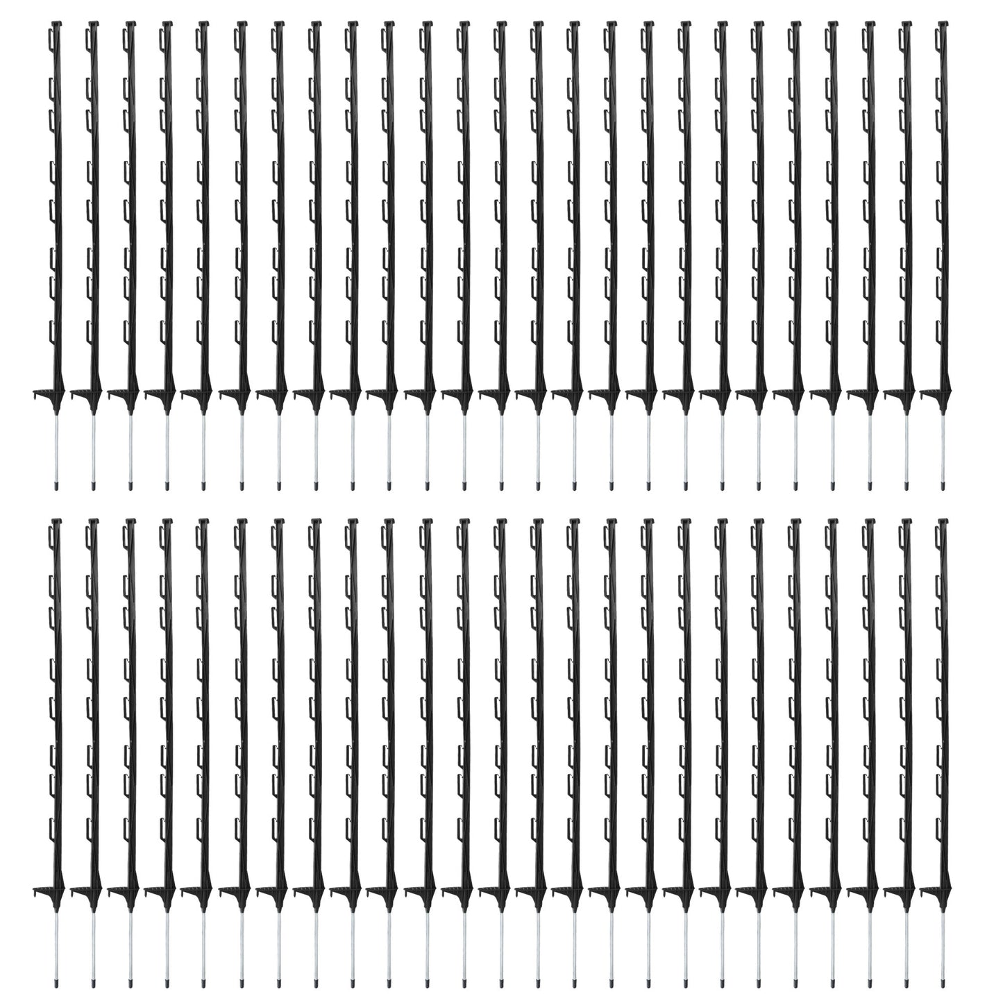 Black Plastic Electric Fence Posts - 50 Pack