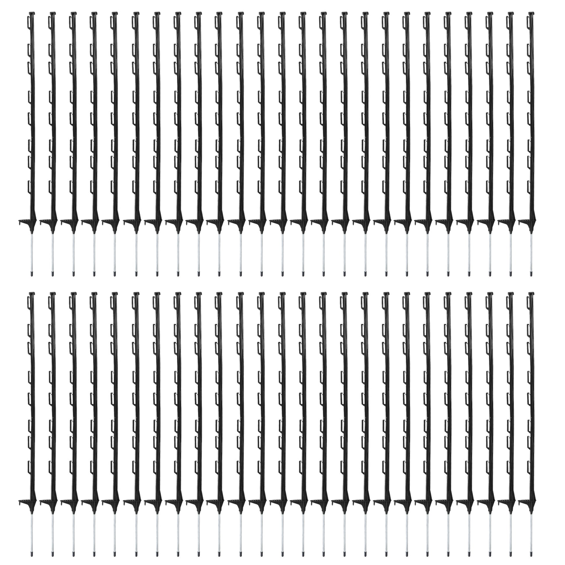 Black Plastic Electric Fence Posts - 50 Pack