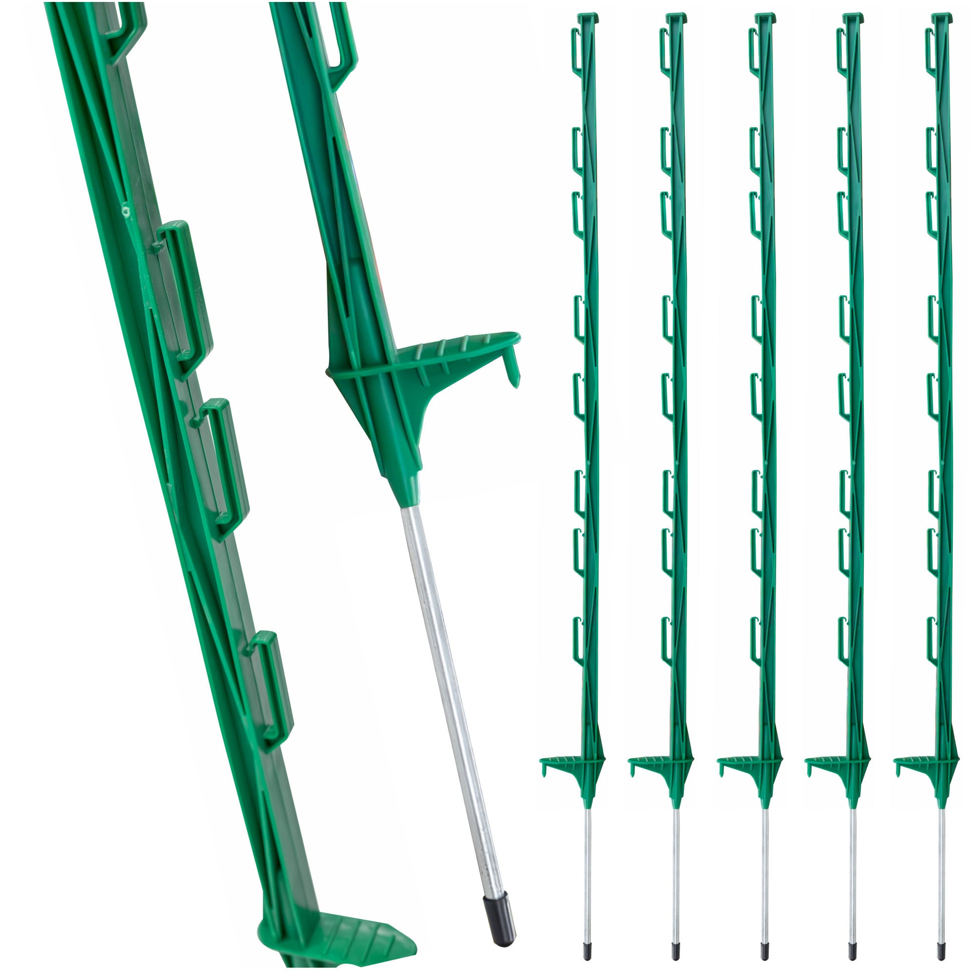 Green Plastic Electric Fence Post - 5 Pack