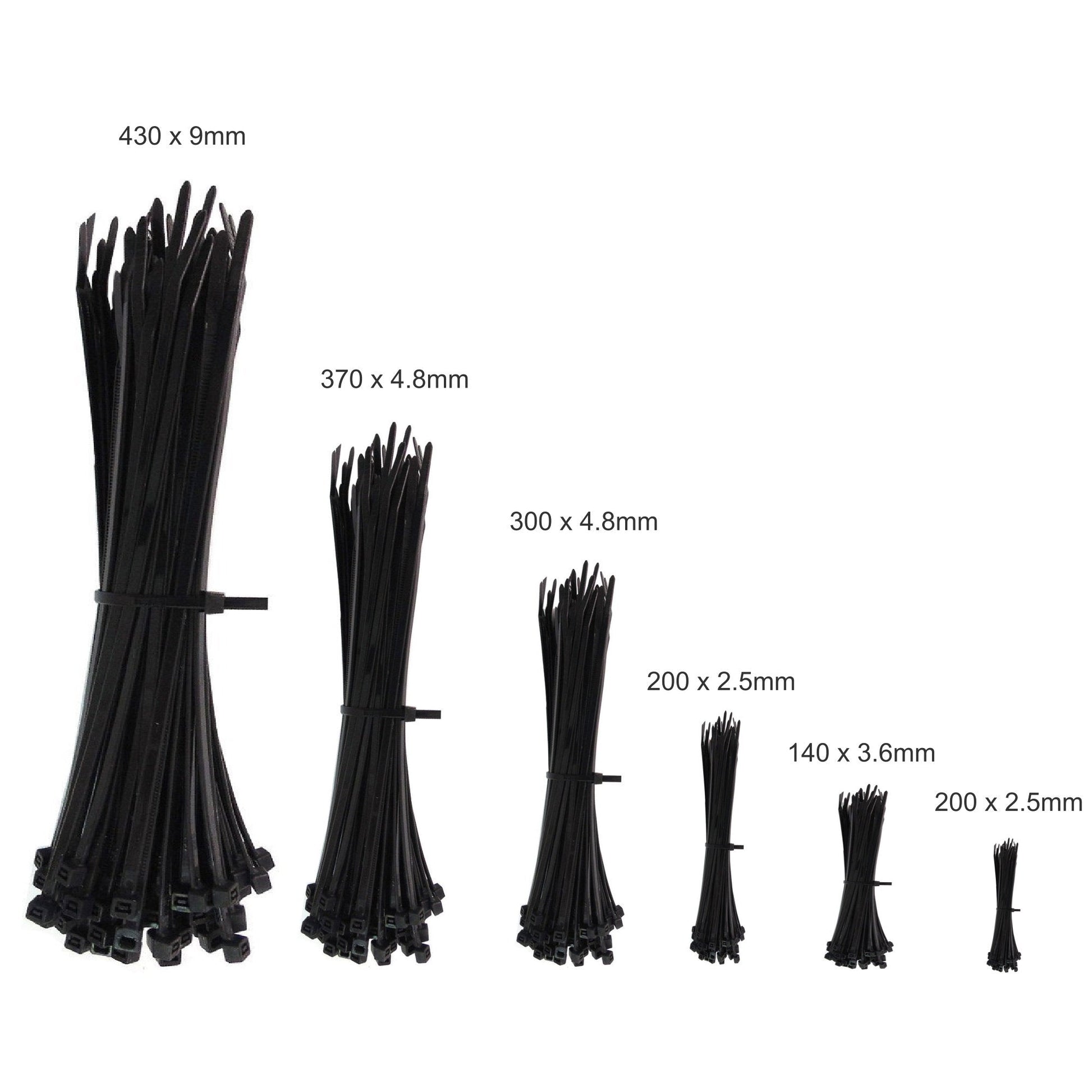 Black Cable Ties - Packs of 100