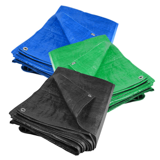 Waterproof Tarpaulin Groundsheet - Blue, Green, Black