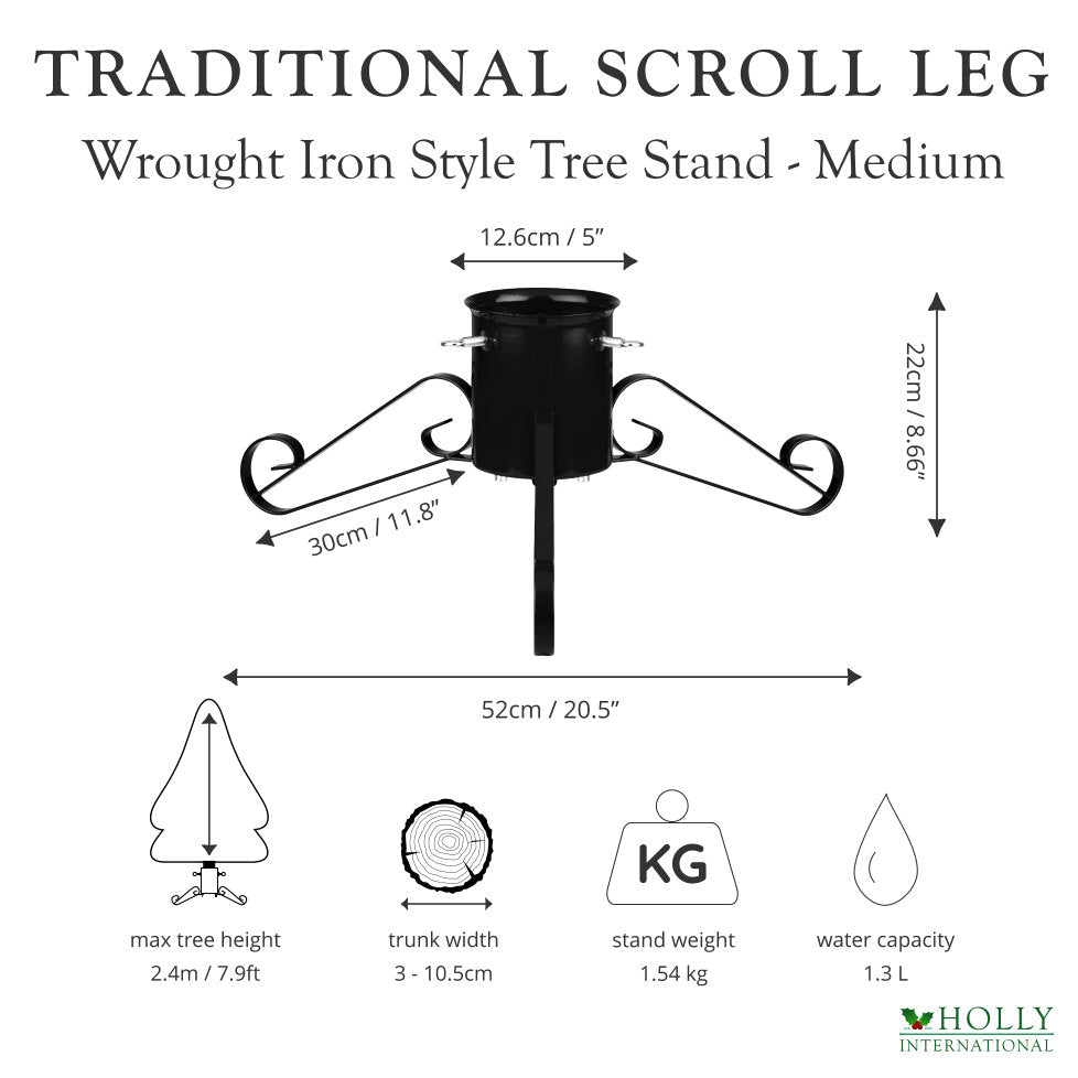 Medium Traditional Scroll Leg Metal Tree Stand - Black