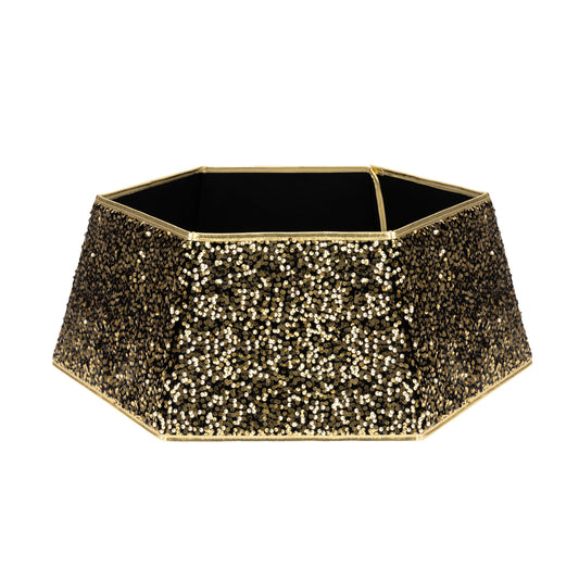 Gold Sequin Christmas Tree Skirt Collar