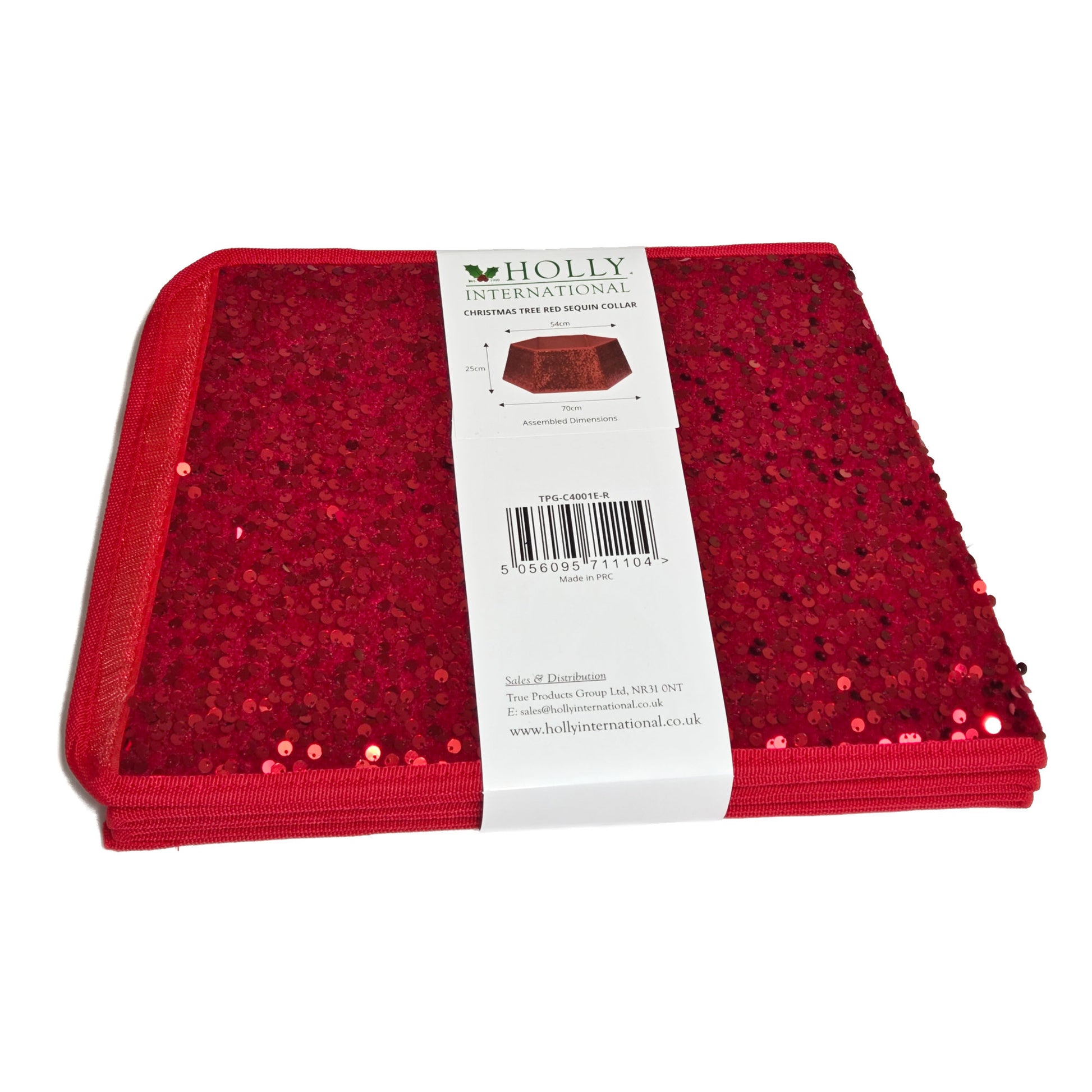 Red Sequin Christmas Tree Skirt Collar
