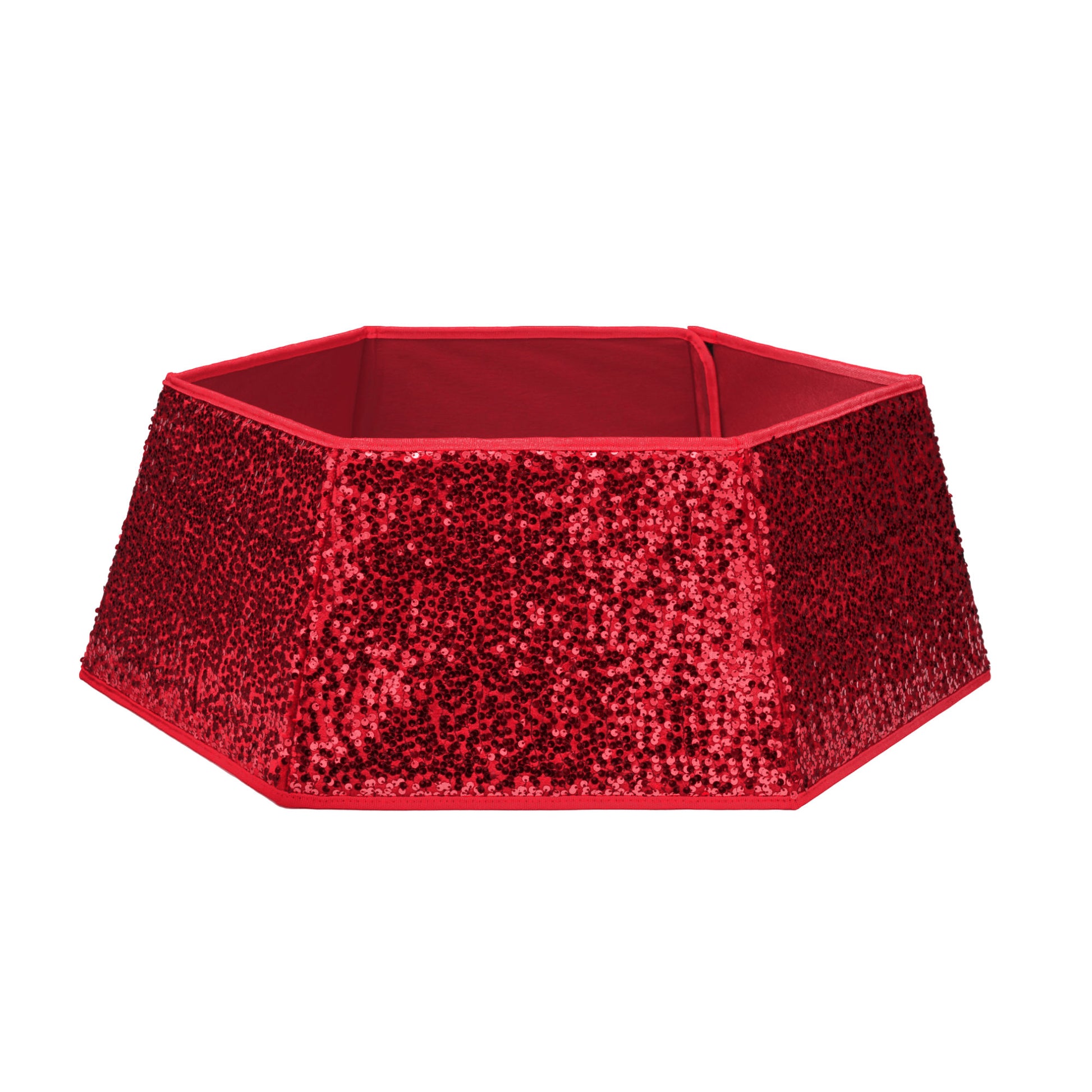 Red Sequin Christmas Tree Skirt Collar