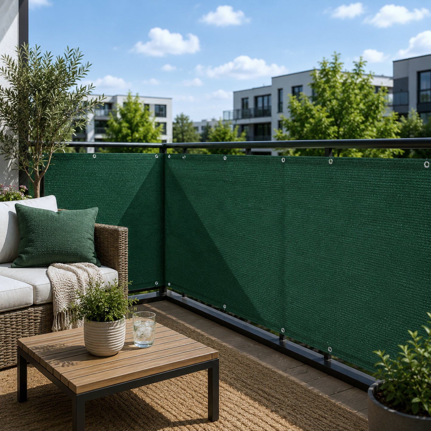 Green Privacy & Balcony Screening Net - Heavy Duty 180gsm with Eyelets