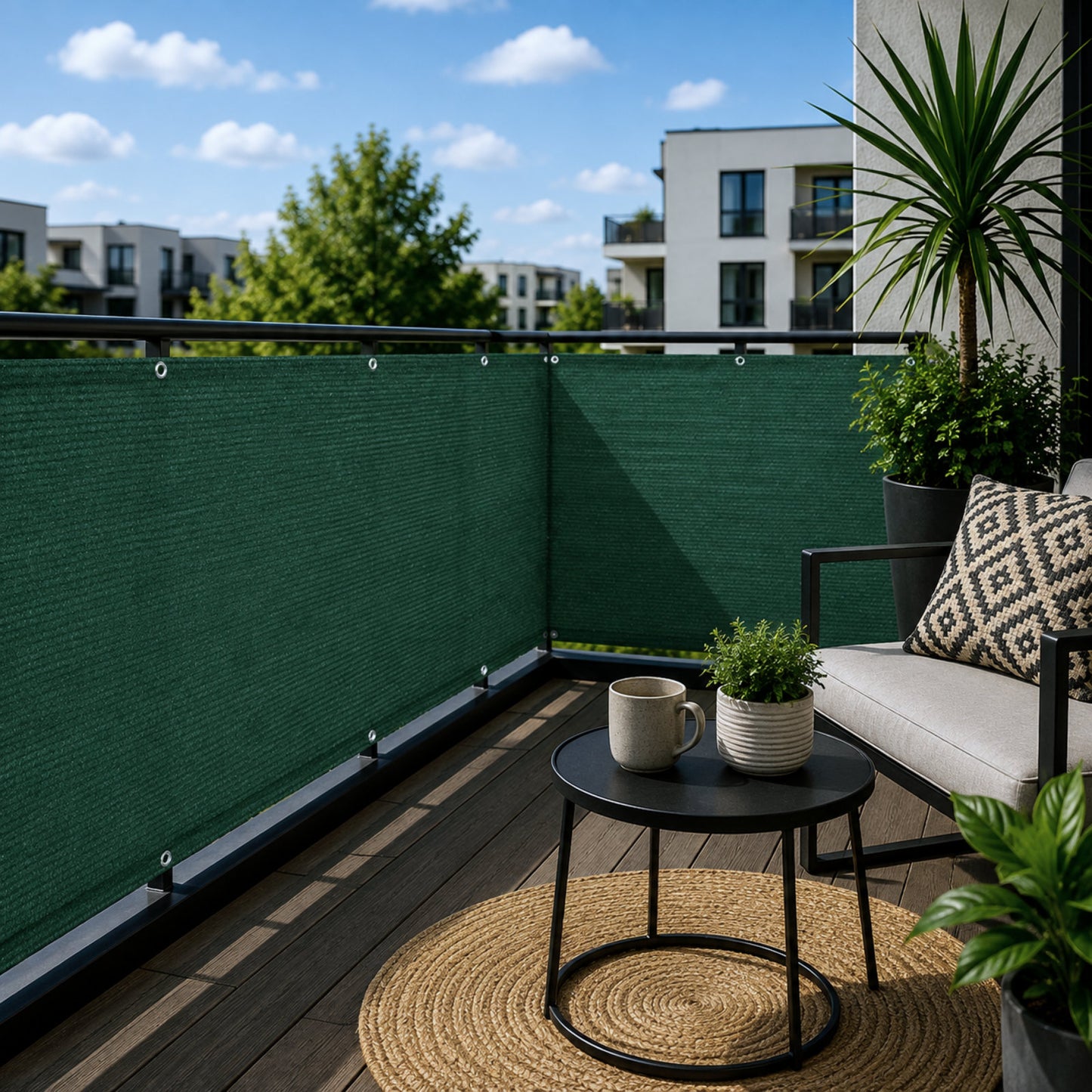 Green Privacy & Balcony Screening Net - Heavy Duty 180gsm with Eyelets