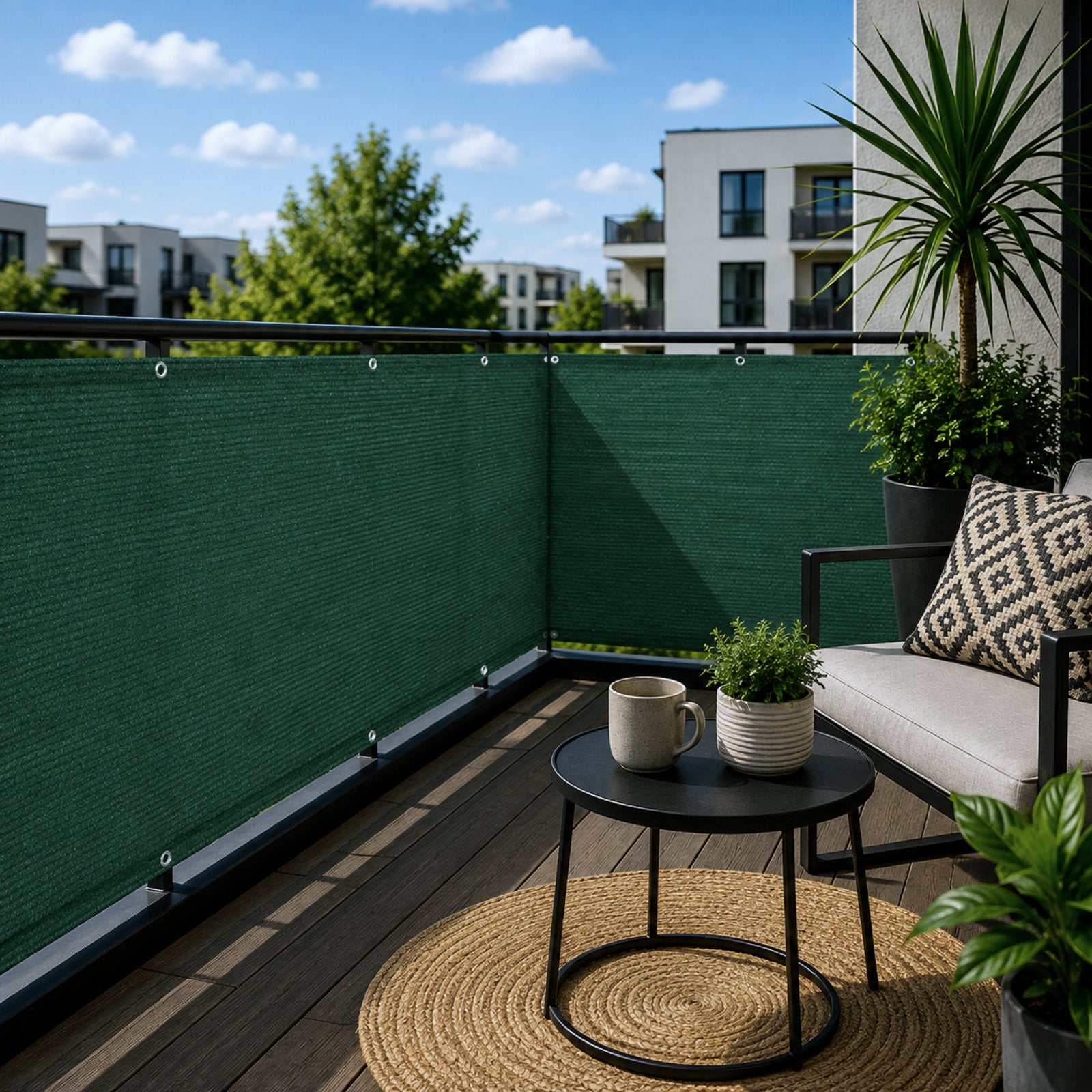 Green Privacy & Balcony Screening Net - Heavy Duty 180gsm with Eyelets