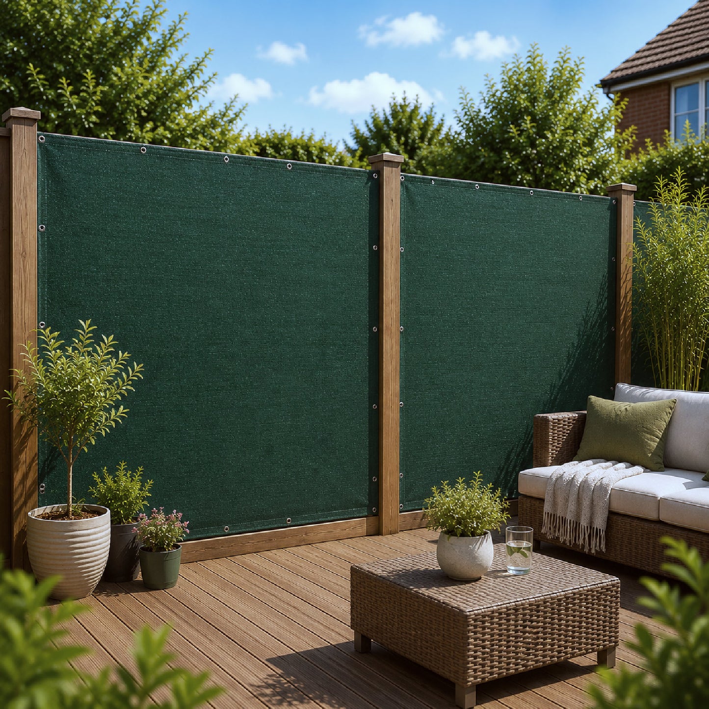 Green Privacy & Balcony Screening Net - Heavy Duty 180gsm with Eyelets