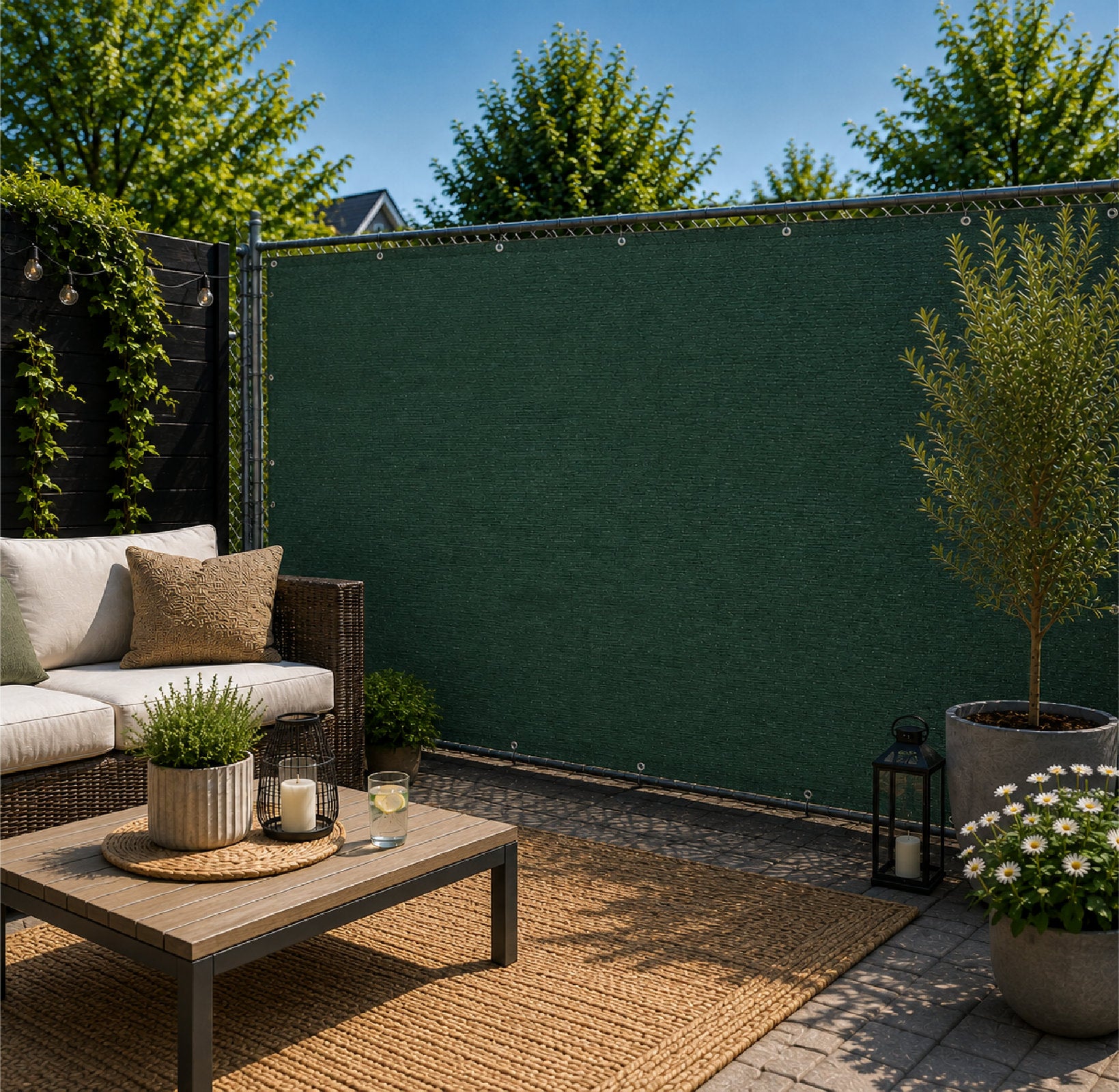Green Privacy & Balcony Screening Net - Heavy Duty 180gsm with Eyelets