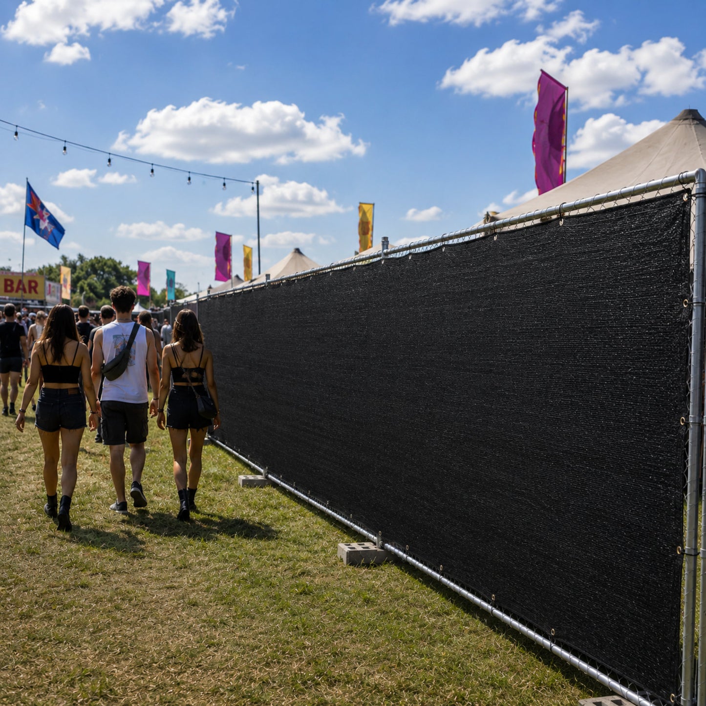Black Privacy Event Screening - Heavy Duty 180gsm with Eyelets