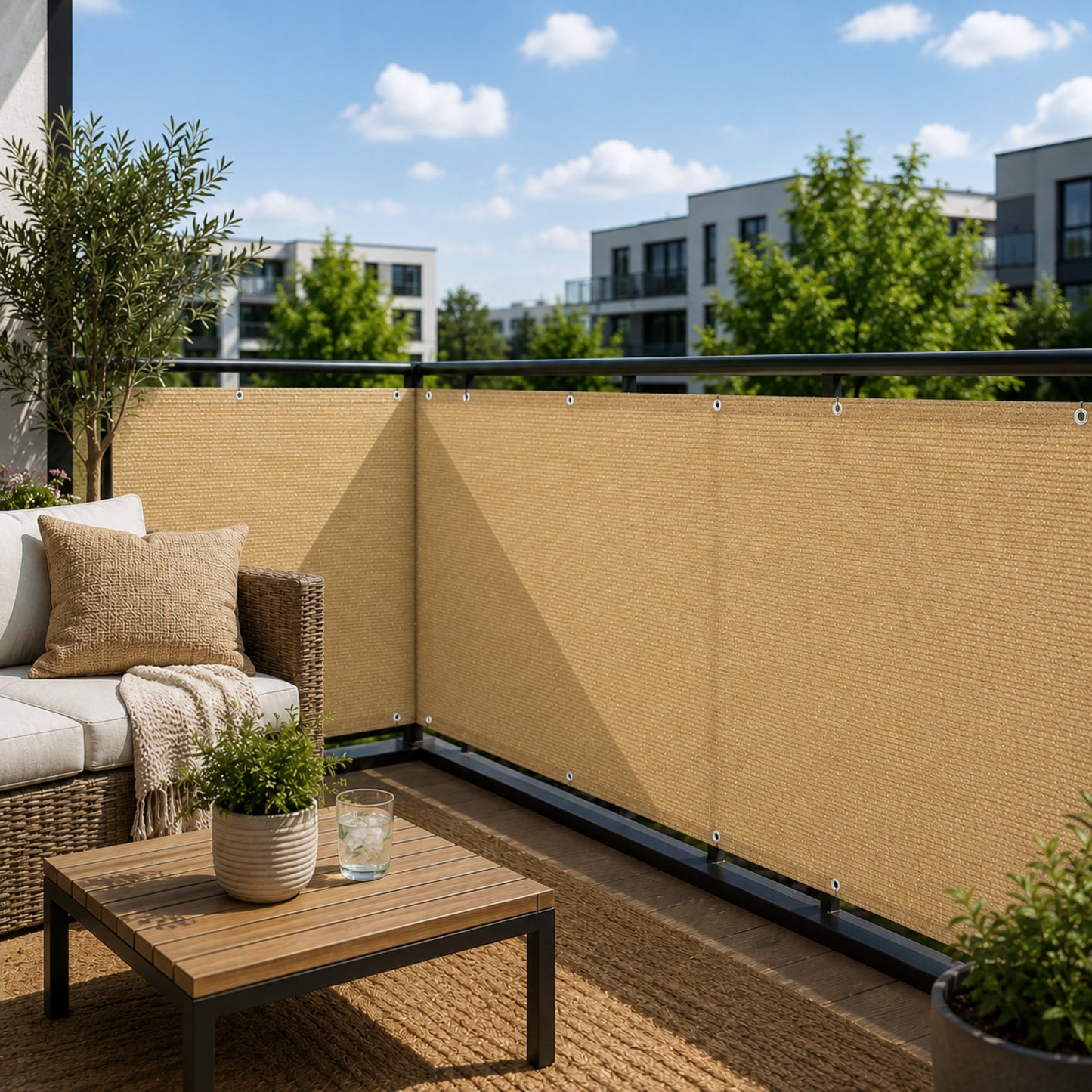 Sand Privacy & Balcony Screening Net - Heavy Duty 180gsm with Eyelets