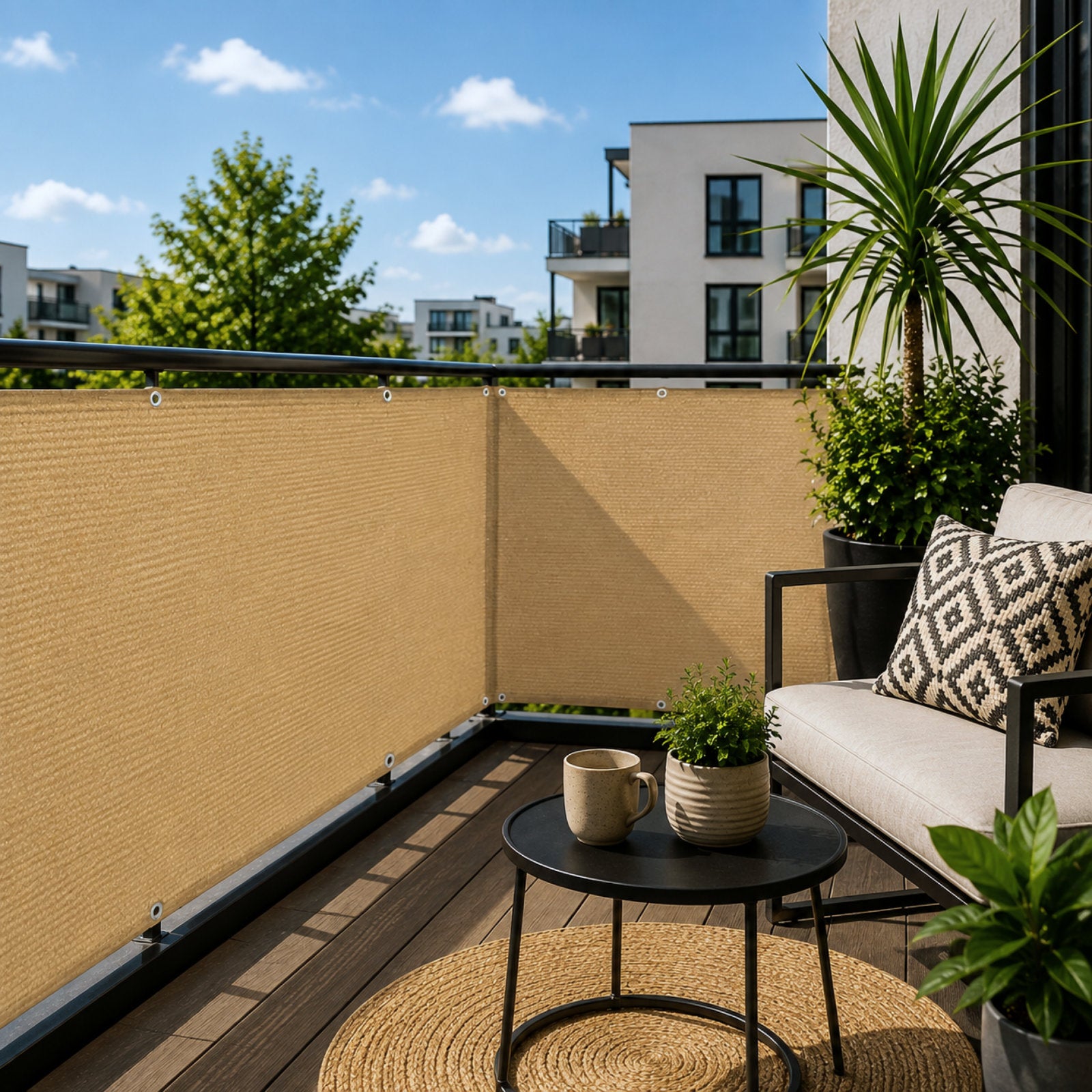 Sand Privacy & Balcony Screening Net - Heavy Duty 180gsm with Eyelets