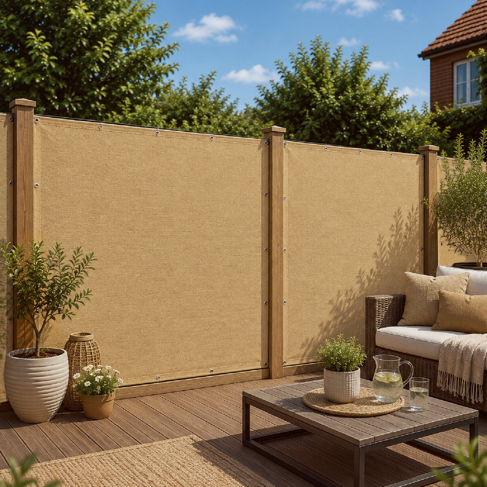 Sand 1.83m Privacy & Balcony Screening Net - Heavy Duty 180gsm with Eyelets