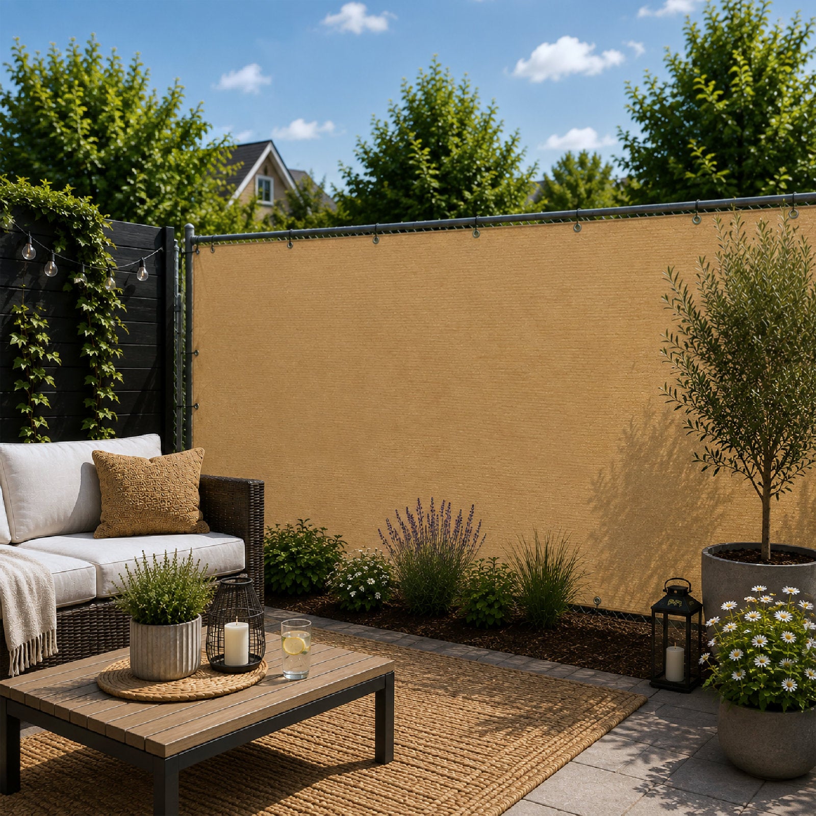 Sand Privacy & Balcony Screening Net - Heavy Duty 180gsm with Eyelets