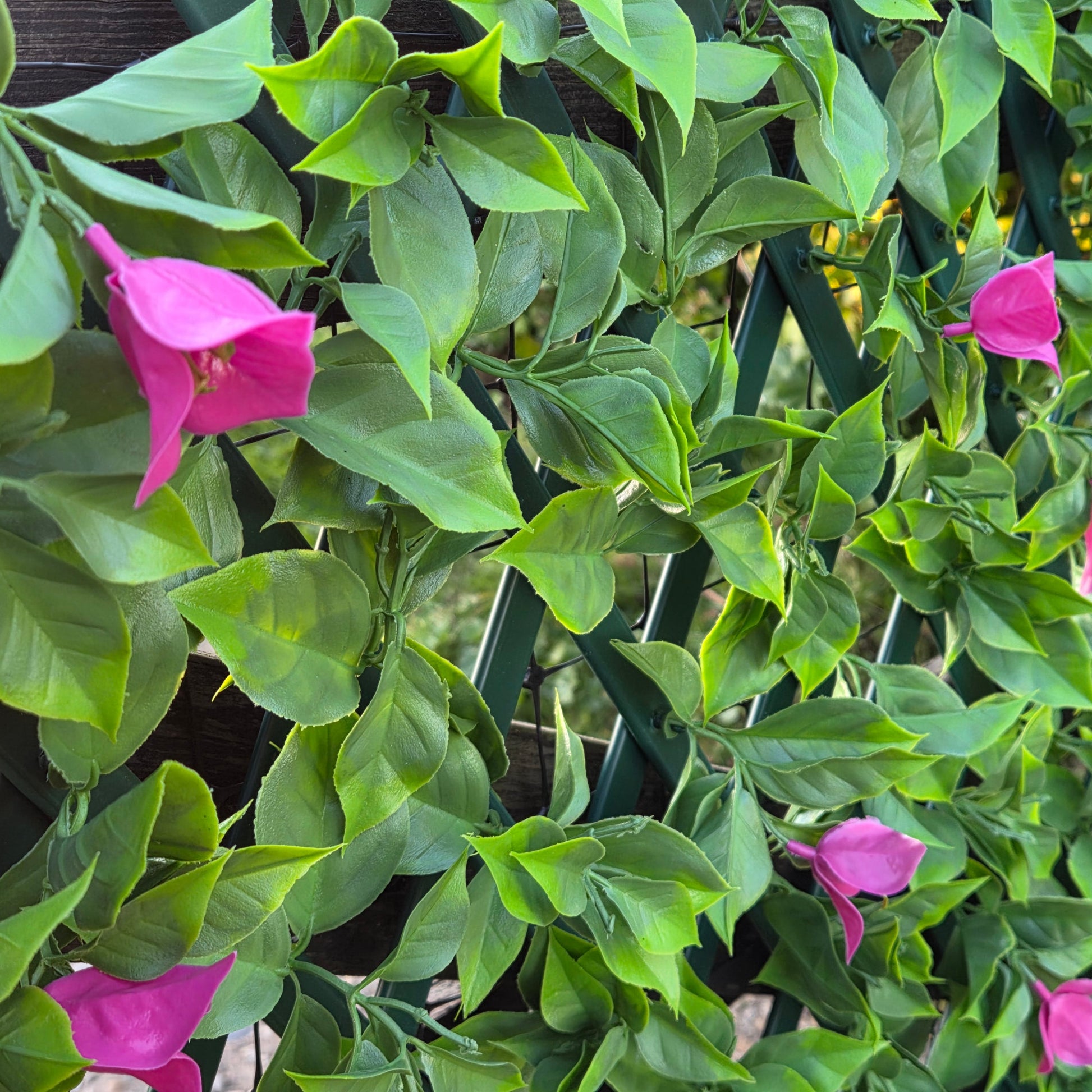 Expanding PVC Trellis Fence & Artificial Pink Bougainvillea