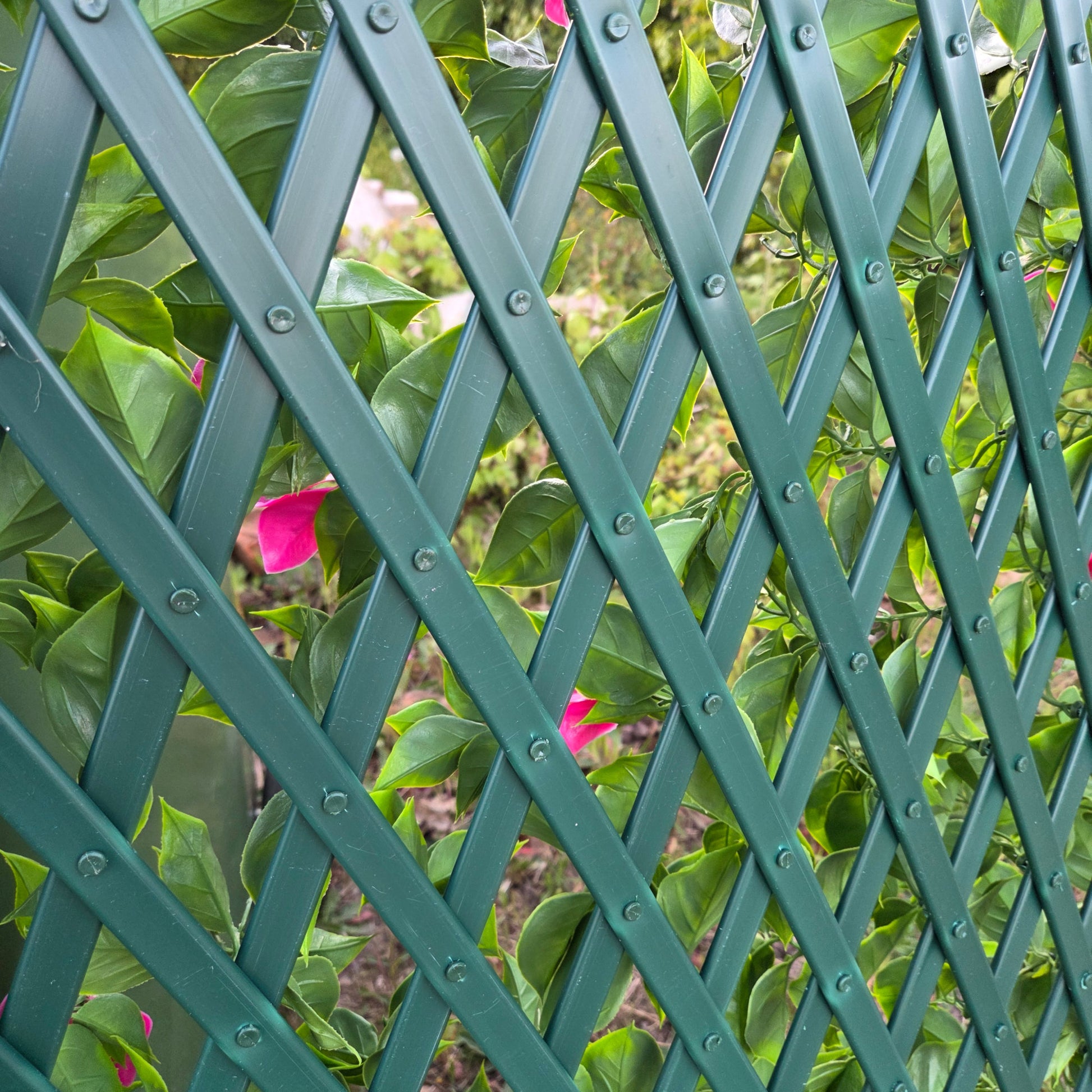 Expanding PVC Trellis Fence & Artificial Pink Bougainvillea
