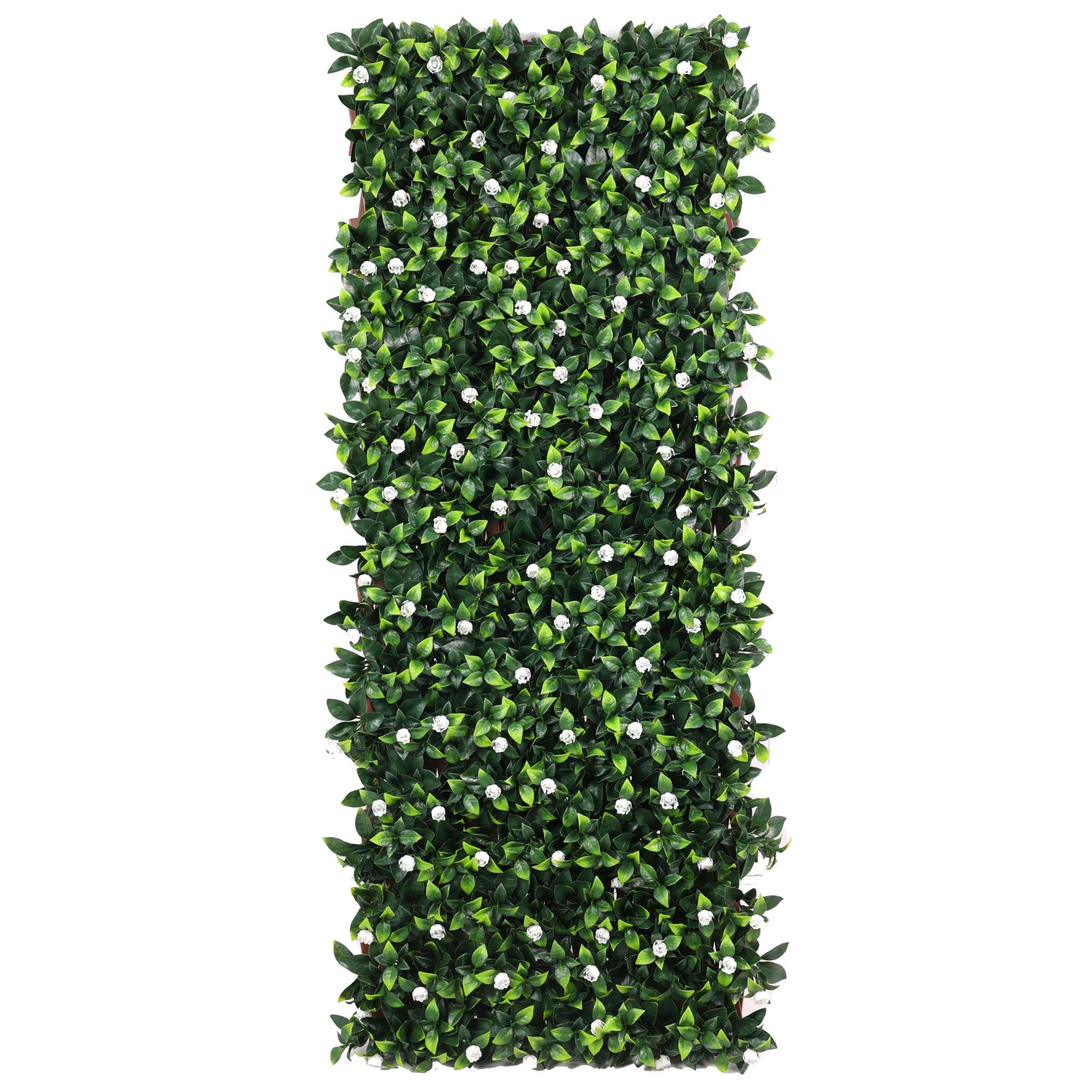 Artificial Laurel & White Flower Expanding PVC Trellis