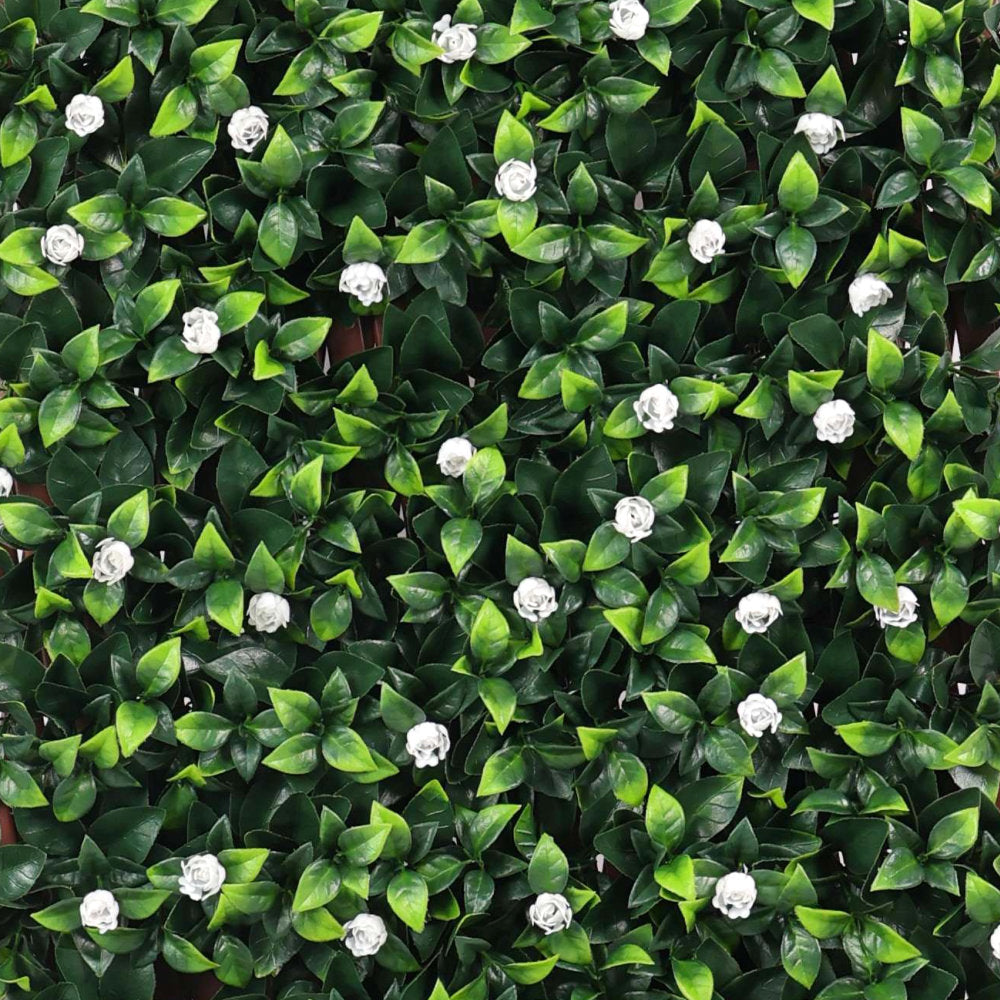 Artificial Laurel & White Flower Expanding PVC Trellis