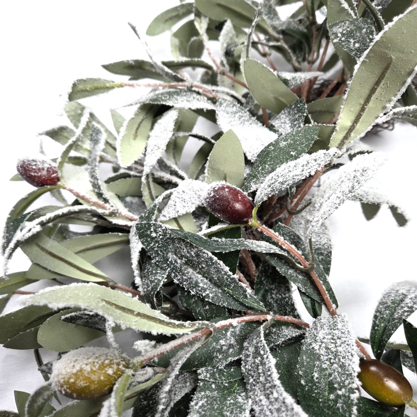 60cm Christmas Winter Wreath - Snowy Olive Leaf