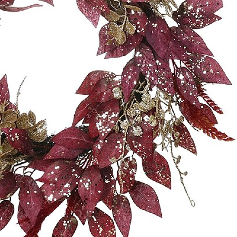 50cm Christmas Wreath - Deep Red Foliage