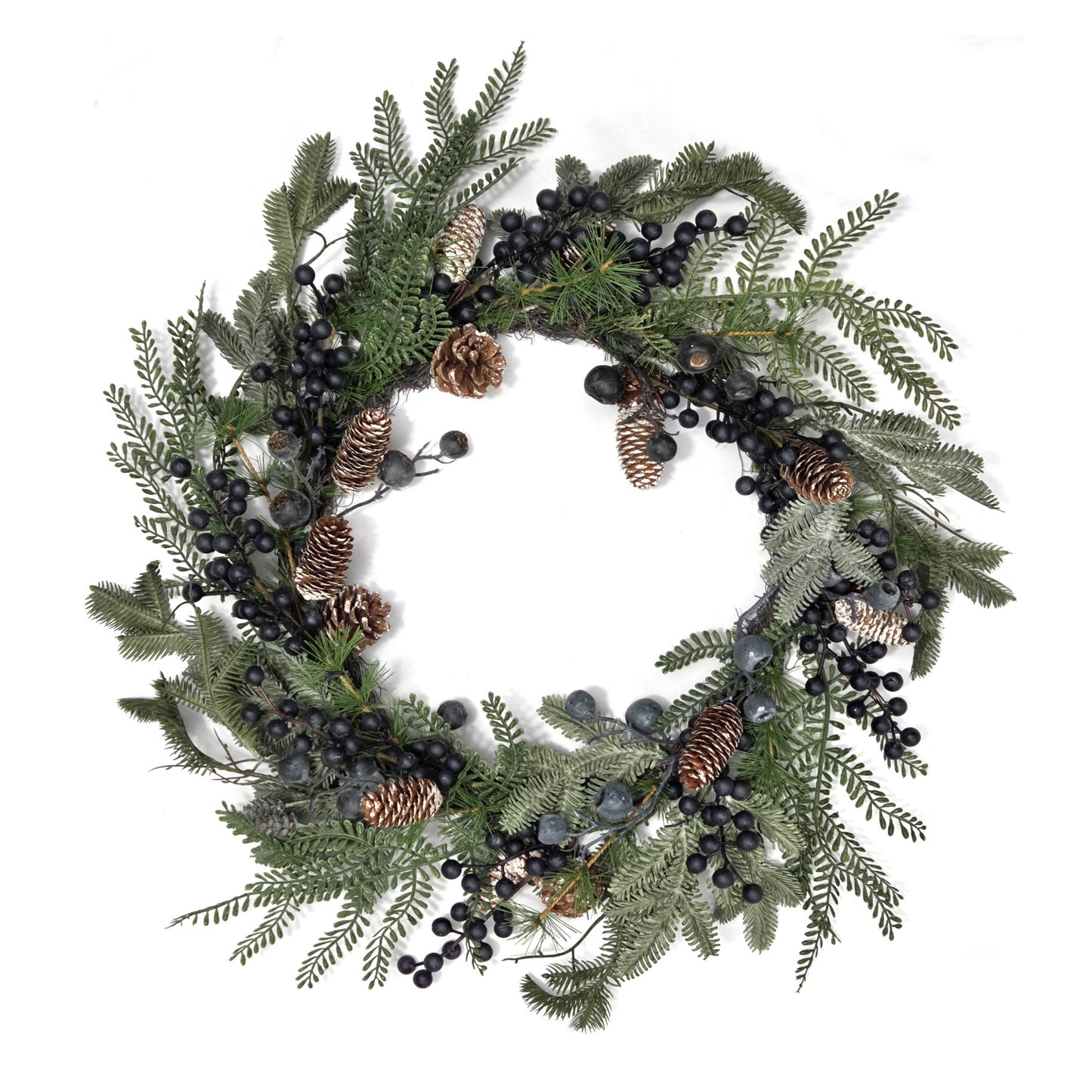 55cm Christmas Winter Wreath - Fir and Blue Berries