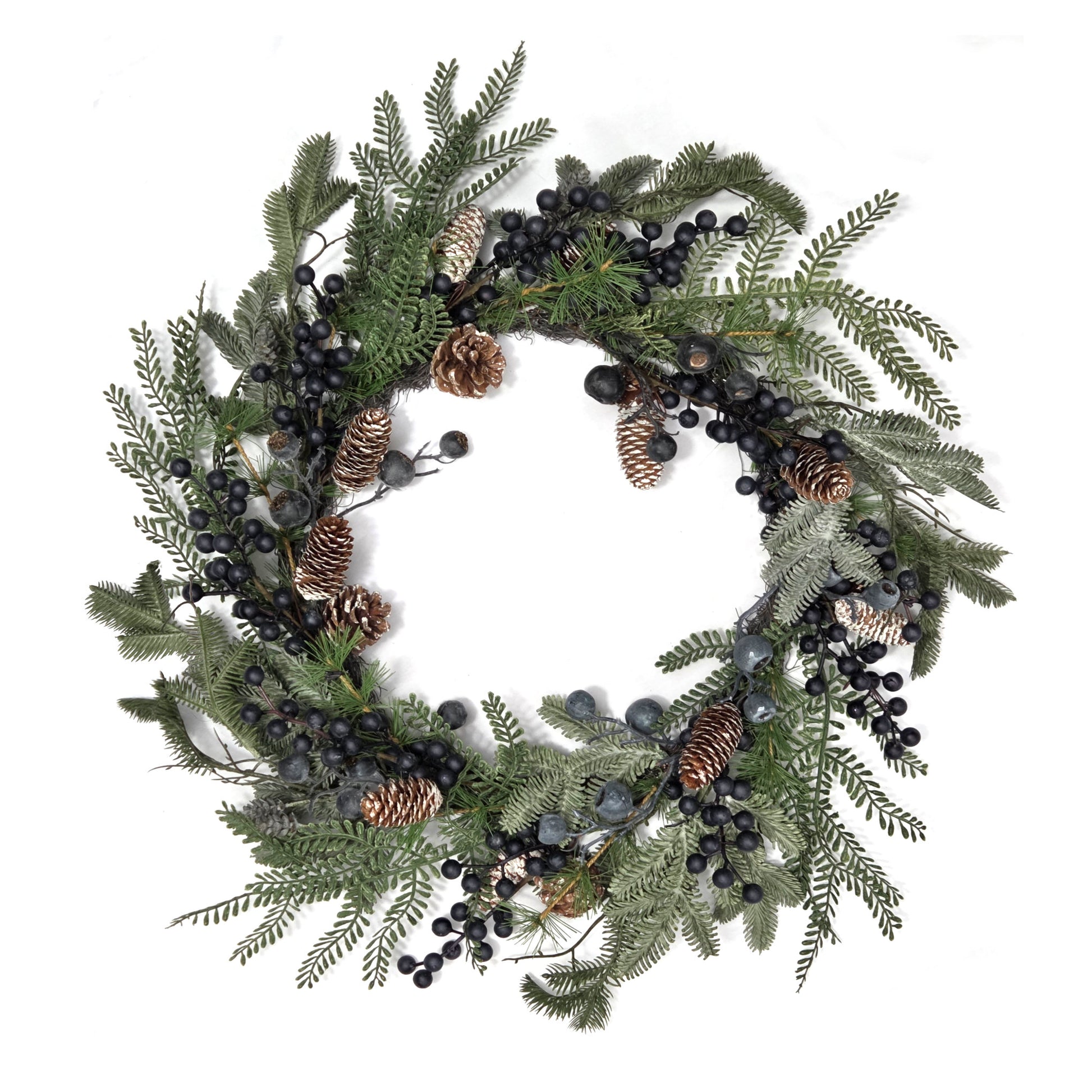 55cm Christmas Winter Wreath - Fir and Blue Berries