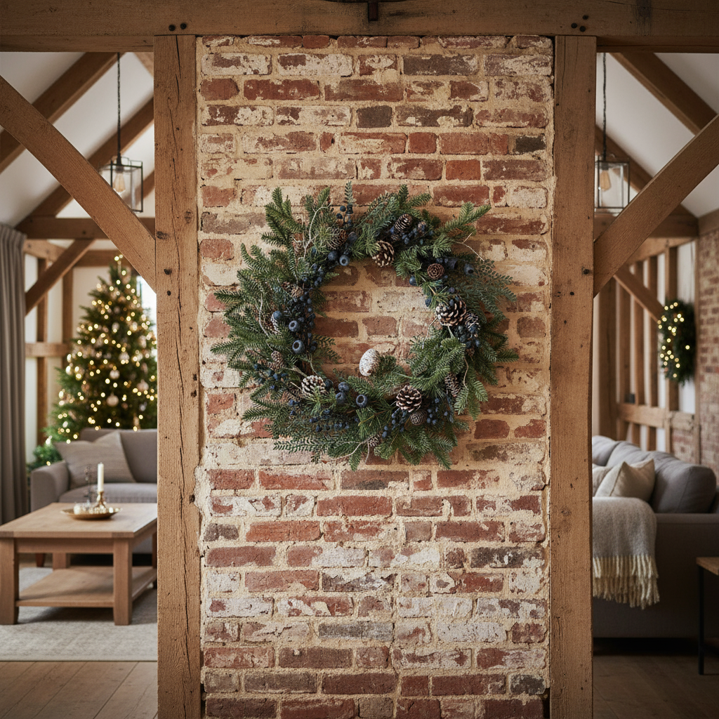 55cm Christmas Winter Wreath - Fir and Blue Berries