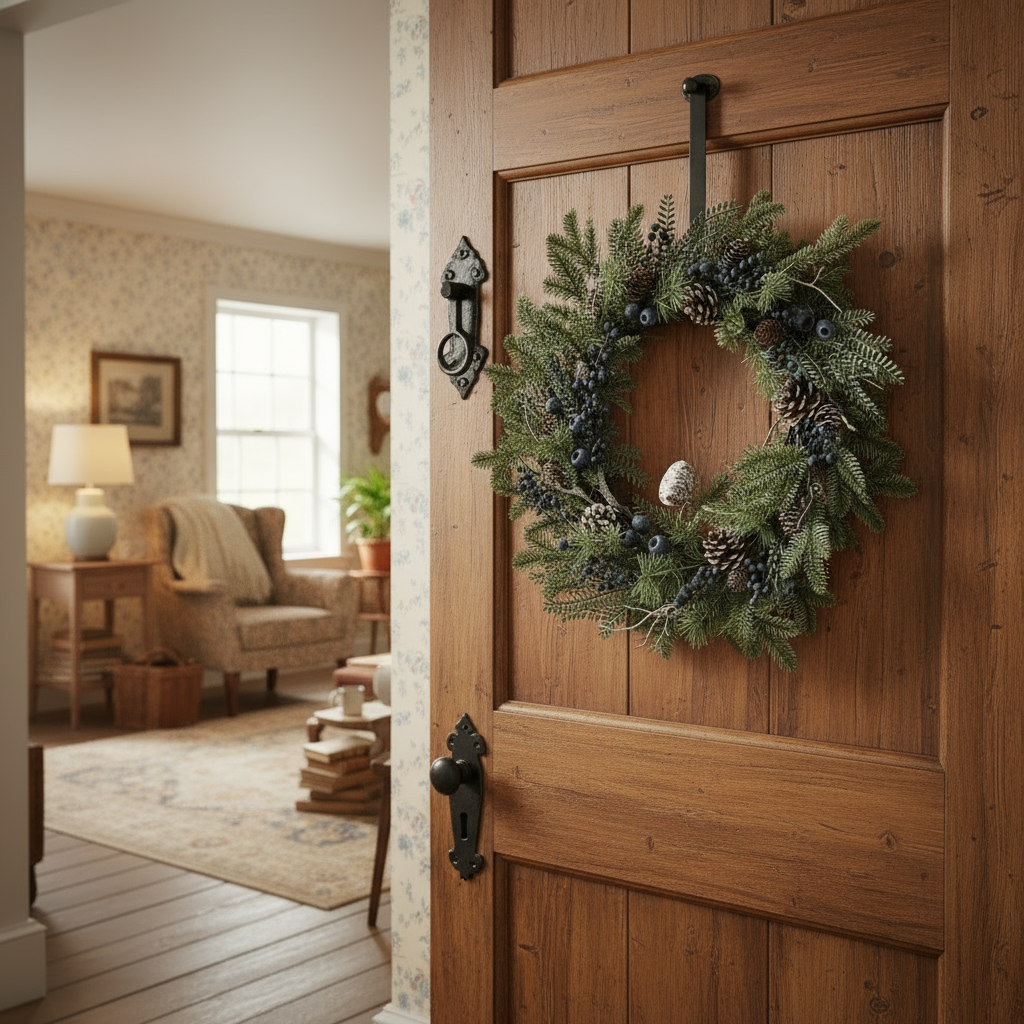 55cm Christmas Winter Wreath - Fir and Blue Berries