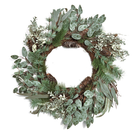 70cm Christmas Wreath - Fir Cones and Green Foliage