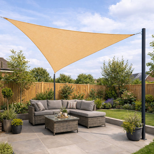 3m Triangle Shade Sail – Sand | Fixing Kit Included