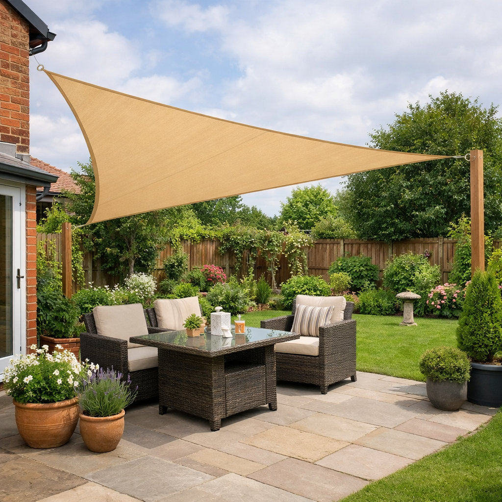 3m Triangle Shade Sail – Sand | Fixing Kit Included