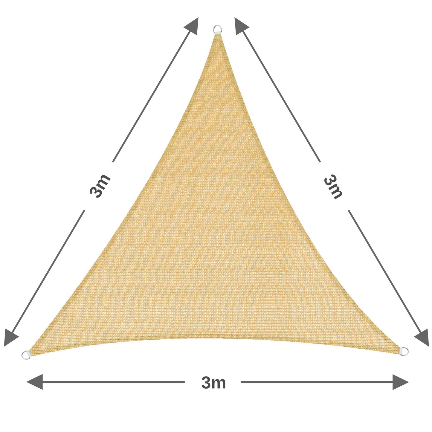 3m Triangle Shade Sail – Sand | Fixing Kit Included