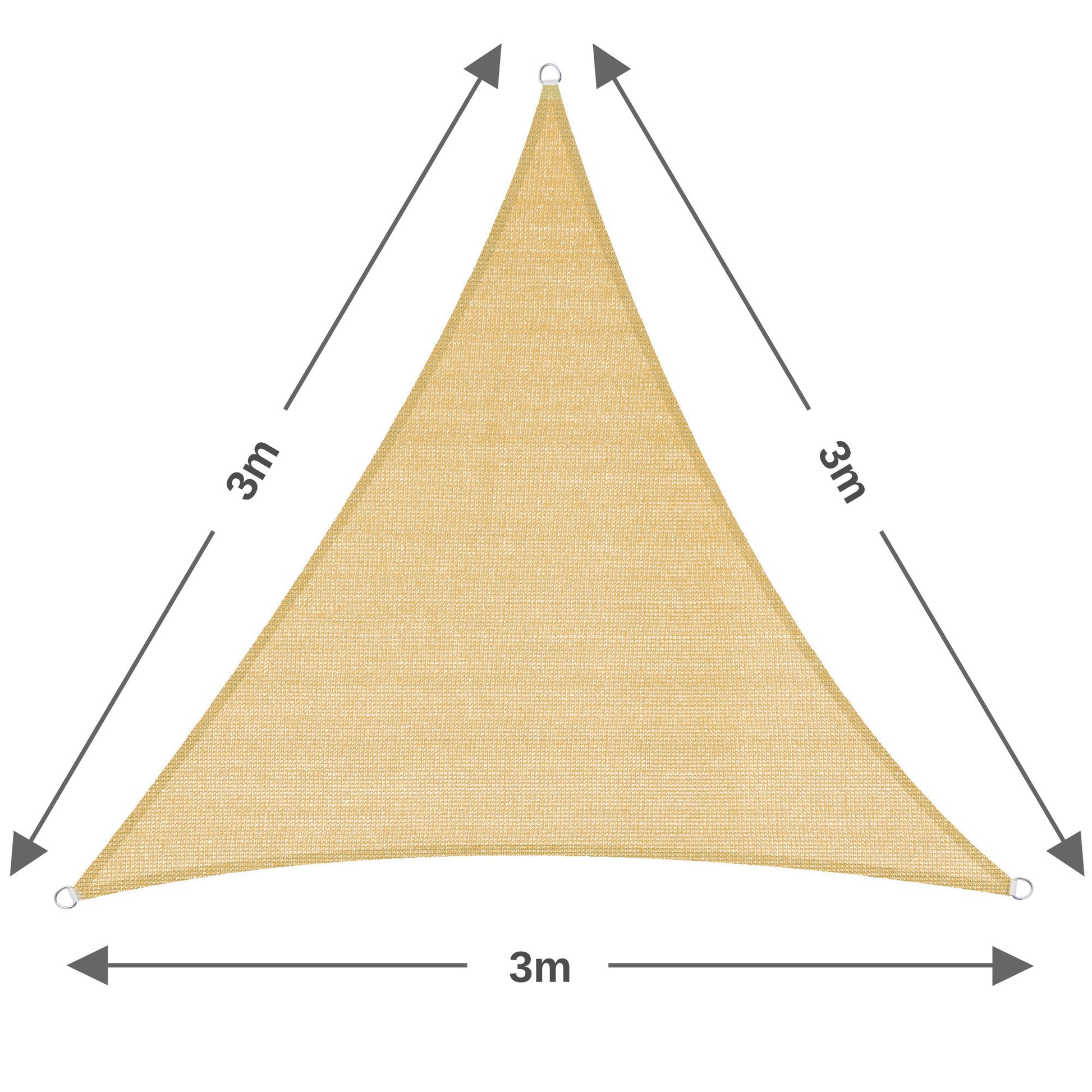 3m Triangle Shade Sail – Sand | Fixing Kit Included