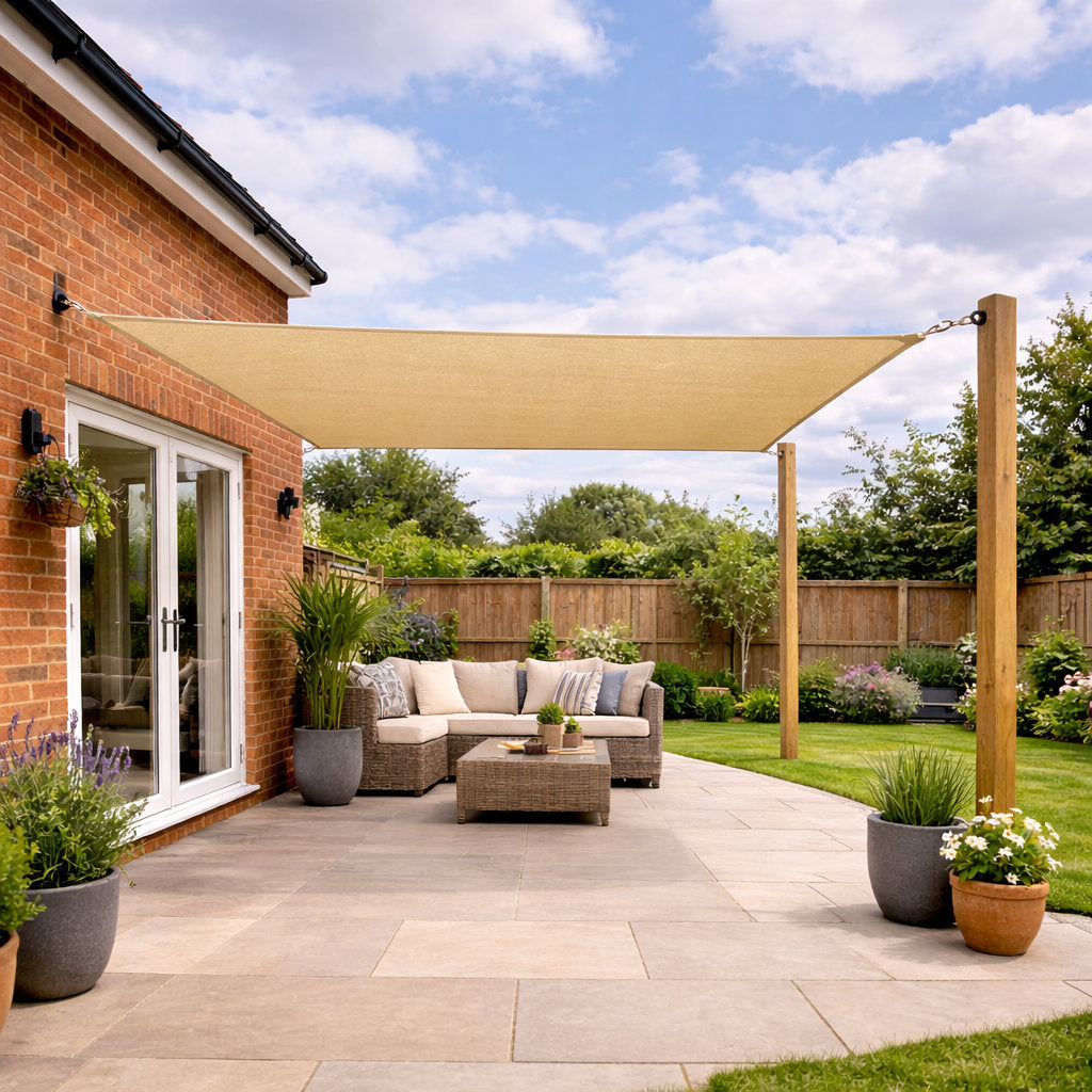 3m Square Shade Sail - Sand | Fixing Kit Included
