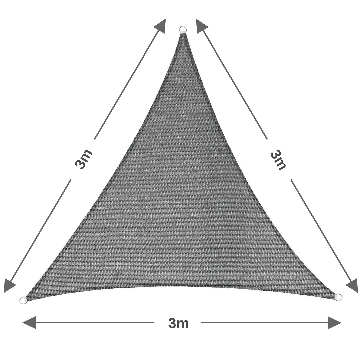3m Triangle Shade Sail – Grey | Fixing Kit Included