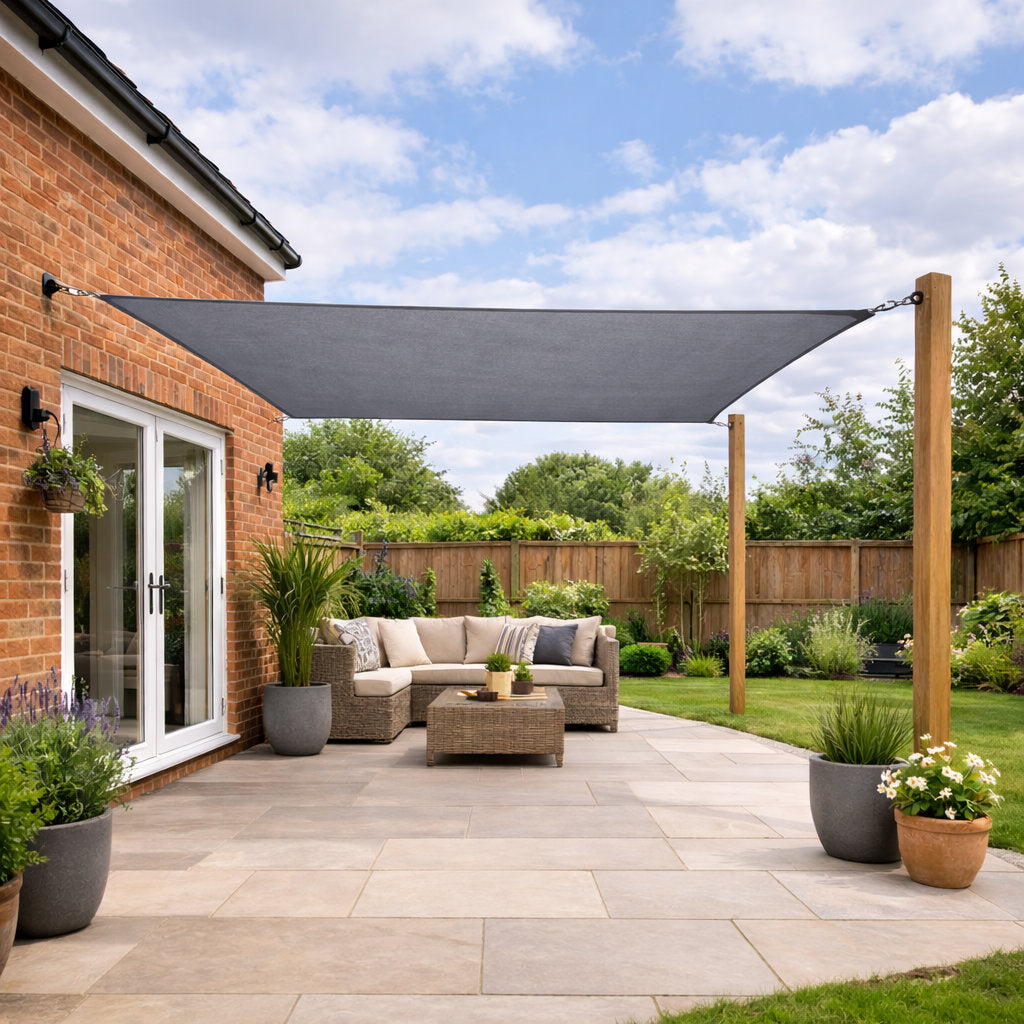 3m Square Shade Sail - Grey | Fixing Kit Included