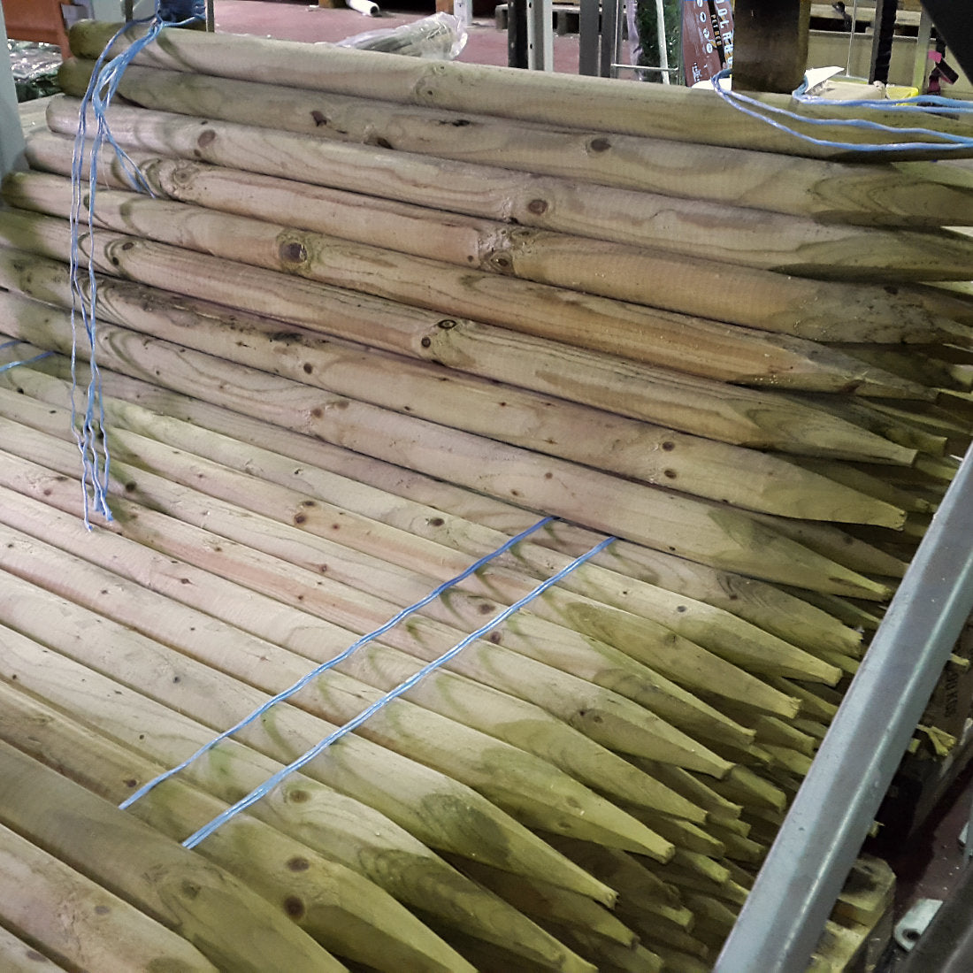 50mm Machined Round Wooden Posts Pressure Treated – Premier Netting