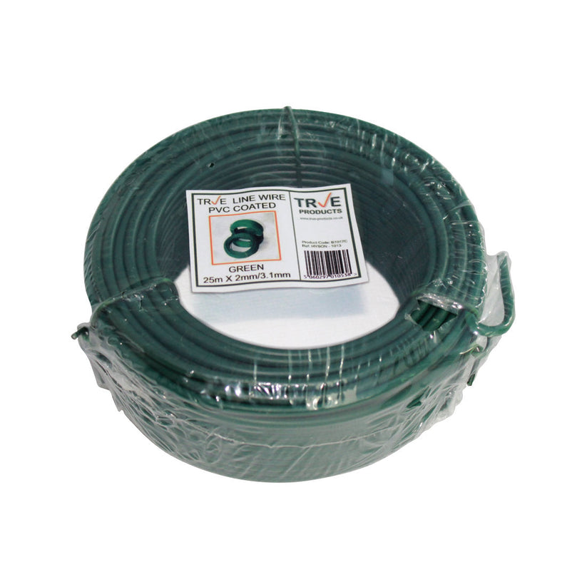 Green PVC Coated 3.1mm Line Straining Tension Wire 25m – Premier Netting