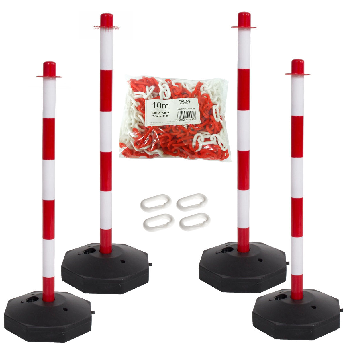 4 Support Posts & Plastic Chain Barrier Set