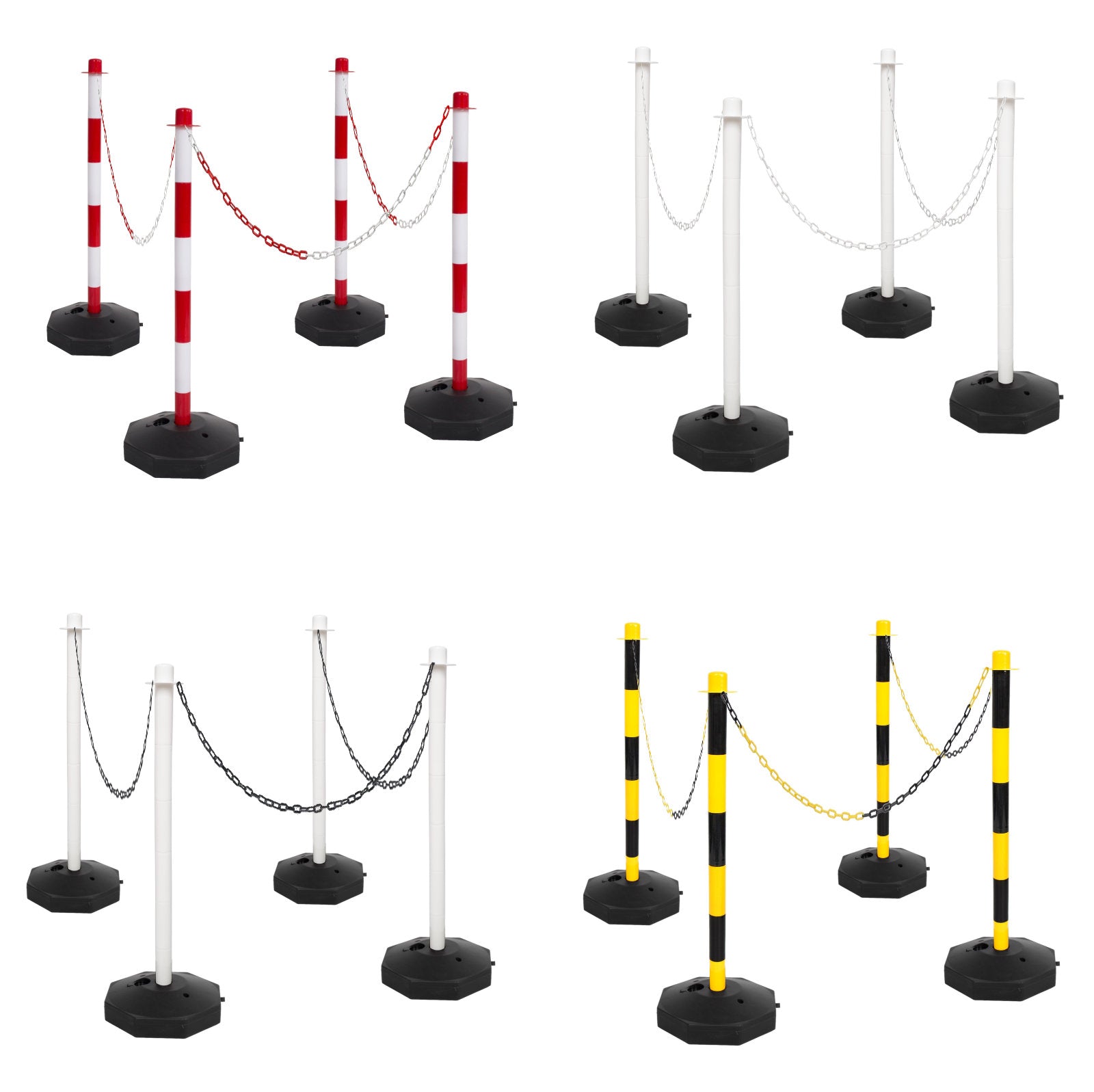 4 Support Posts & Plastic Chain Barrier Set