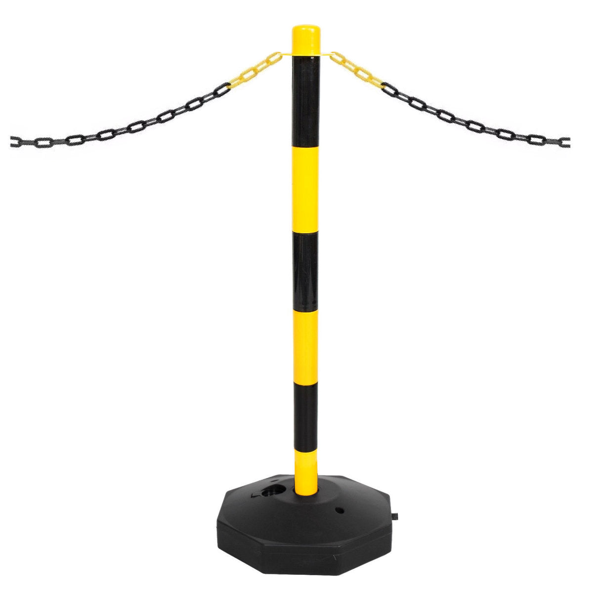 Black & Yellow Plastic Support Post & Base for Plastic Chain