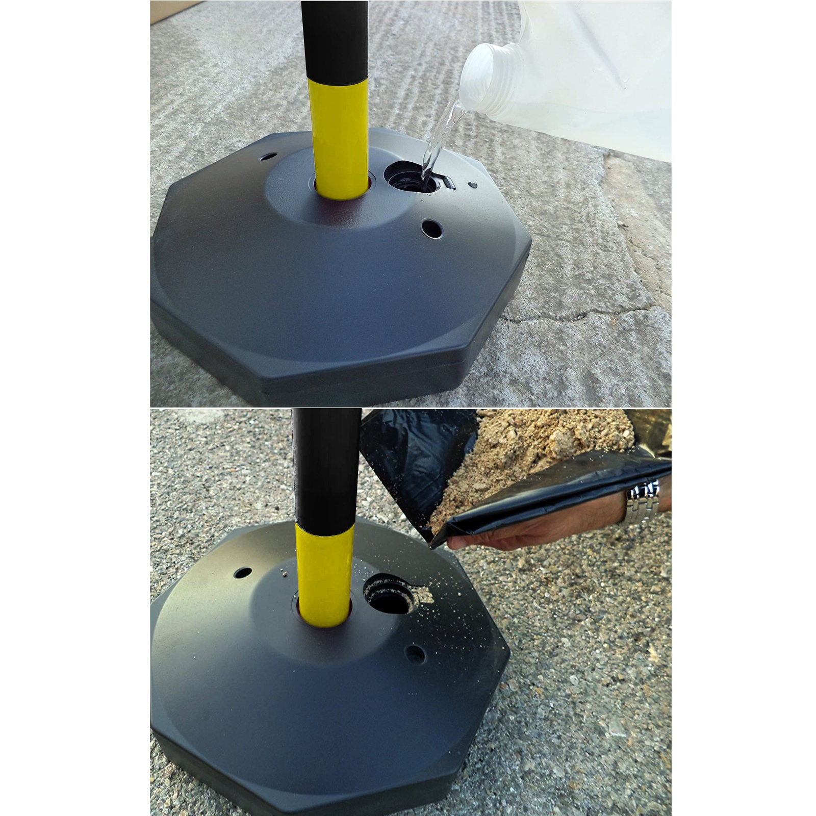 Plastic Support Post and Base - Water or Sand Filled Base