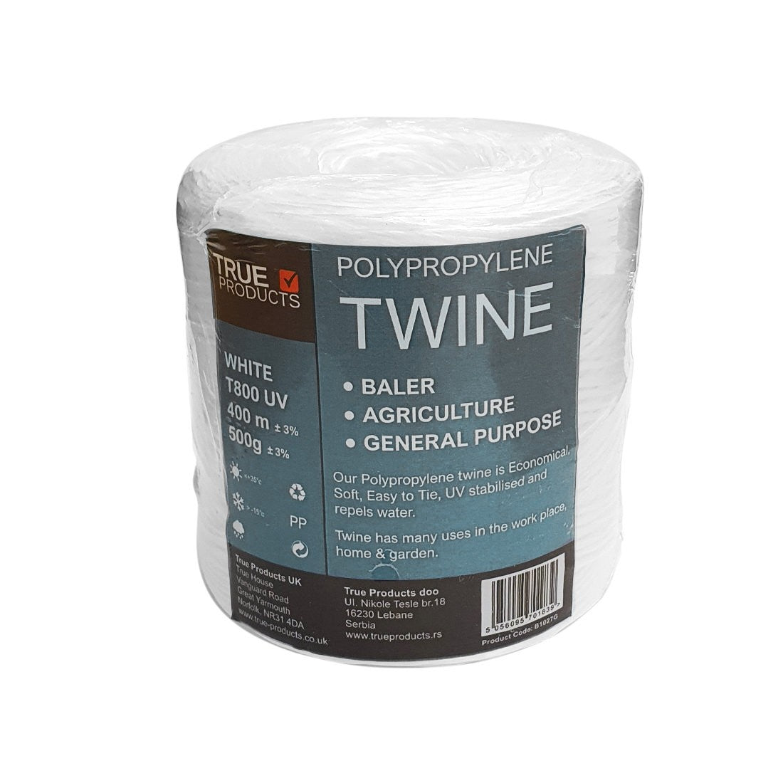 White Polypropylene Baling Twine T-800 UV - 350m Spool