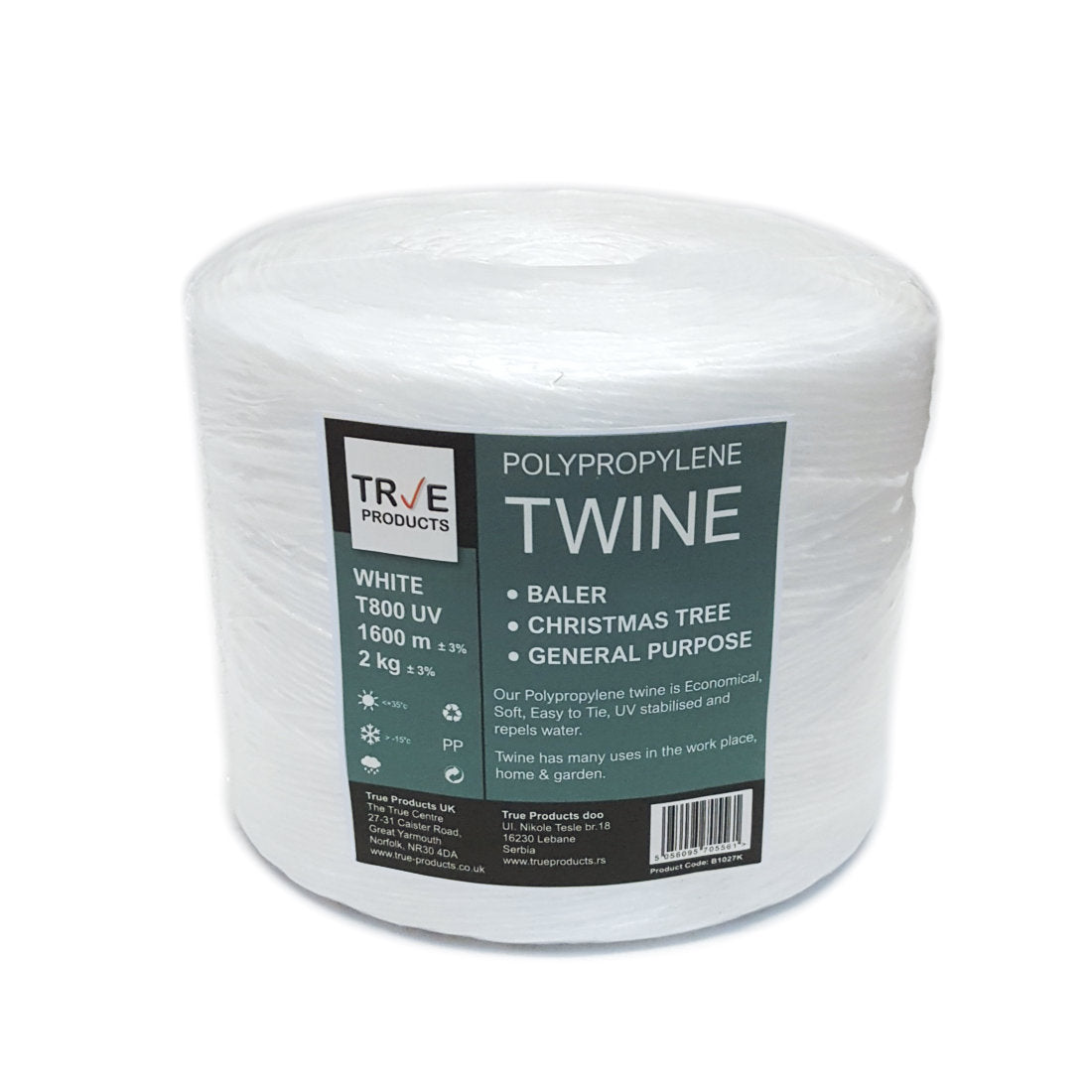 White Polypropylene Baler Twine 2kg 1600m