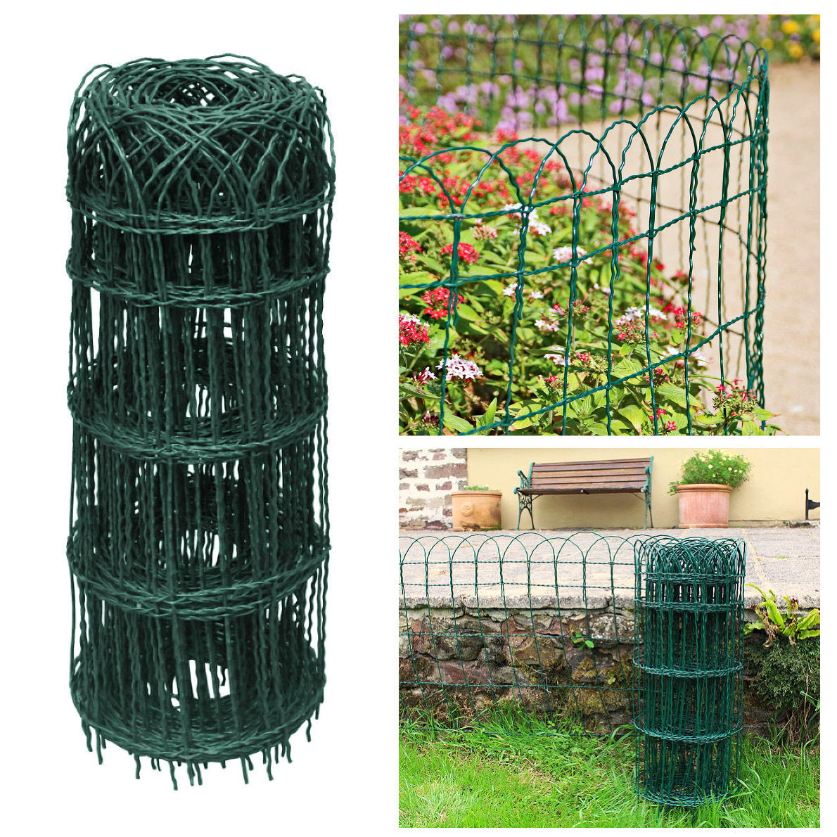 Garden Border Fence Green PVC Coated - 650mm